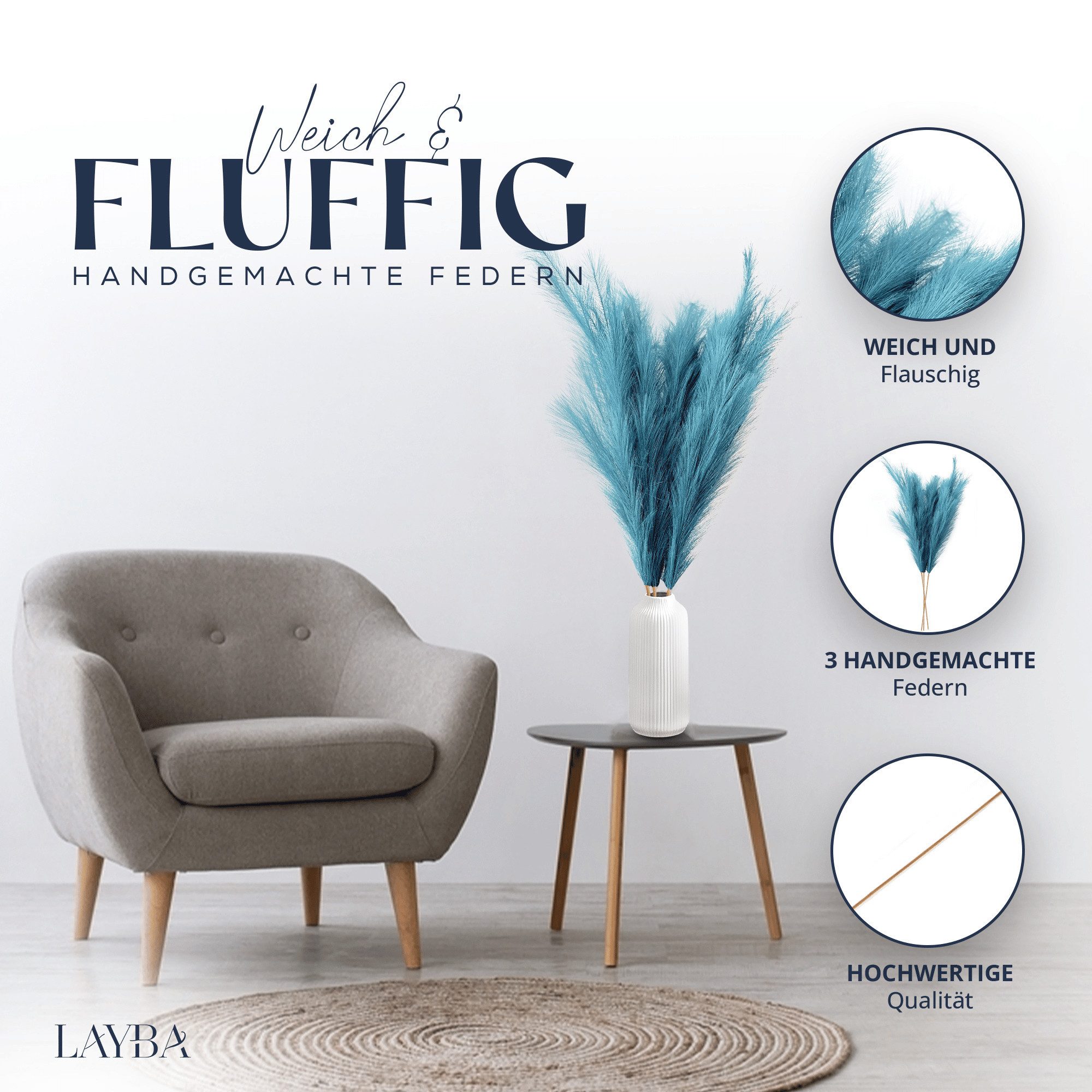 Kunstpflanze Pampasgras XXL Kunstblume Großes Künstliches Pampasgras Petro günstig online kaufen