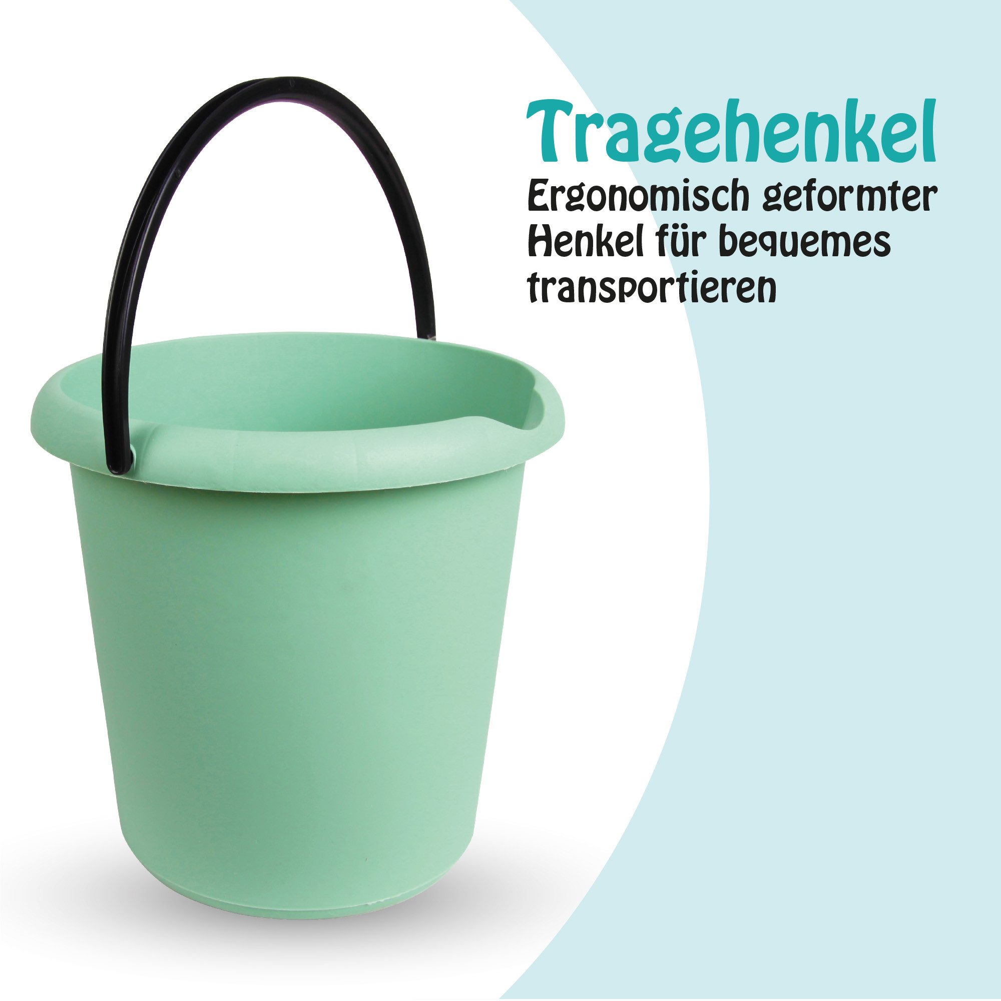 ProHome Putzeimer Kunststoff-Eimer, (3er Set), Haushaltseimer, 5 Liter, Eimer BPA-frei, Made in EU