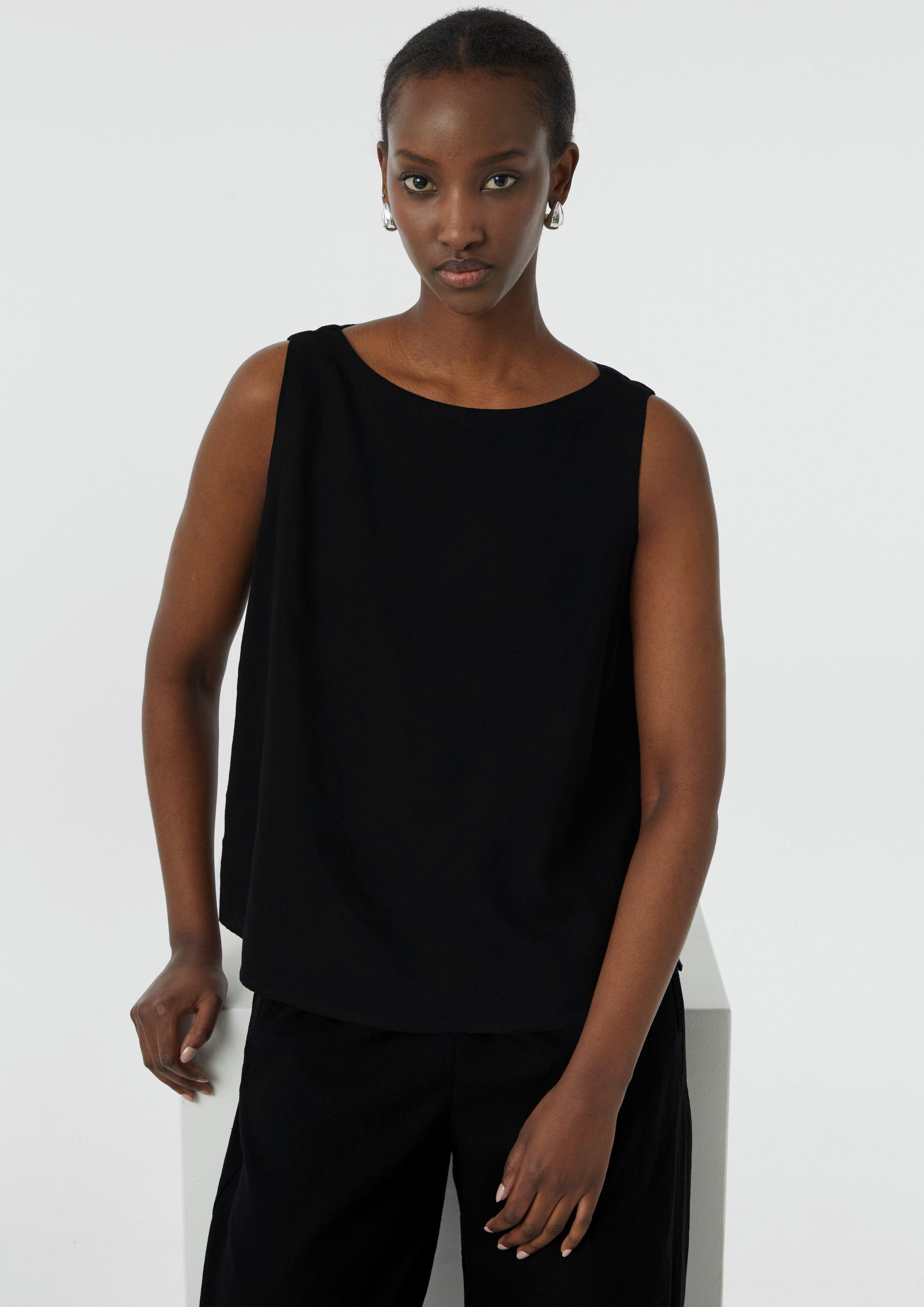comma casual identity Blusentop Ärmelloses Leinenmix-Top günstig online kaufen