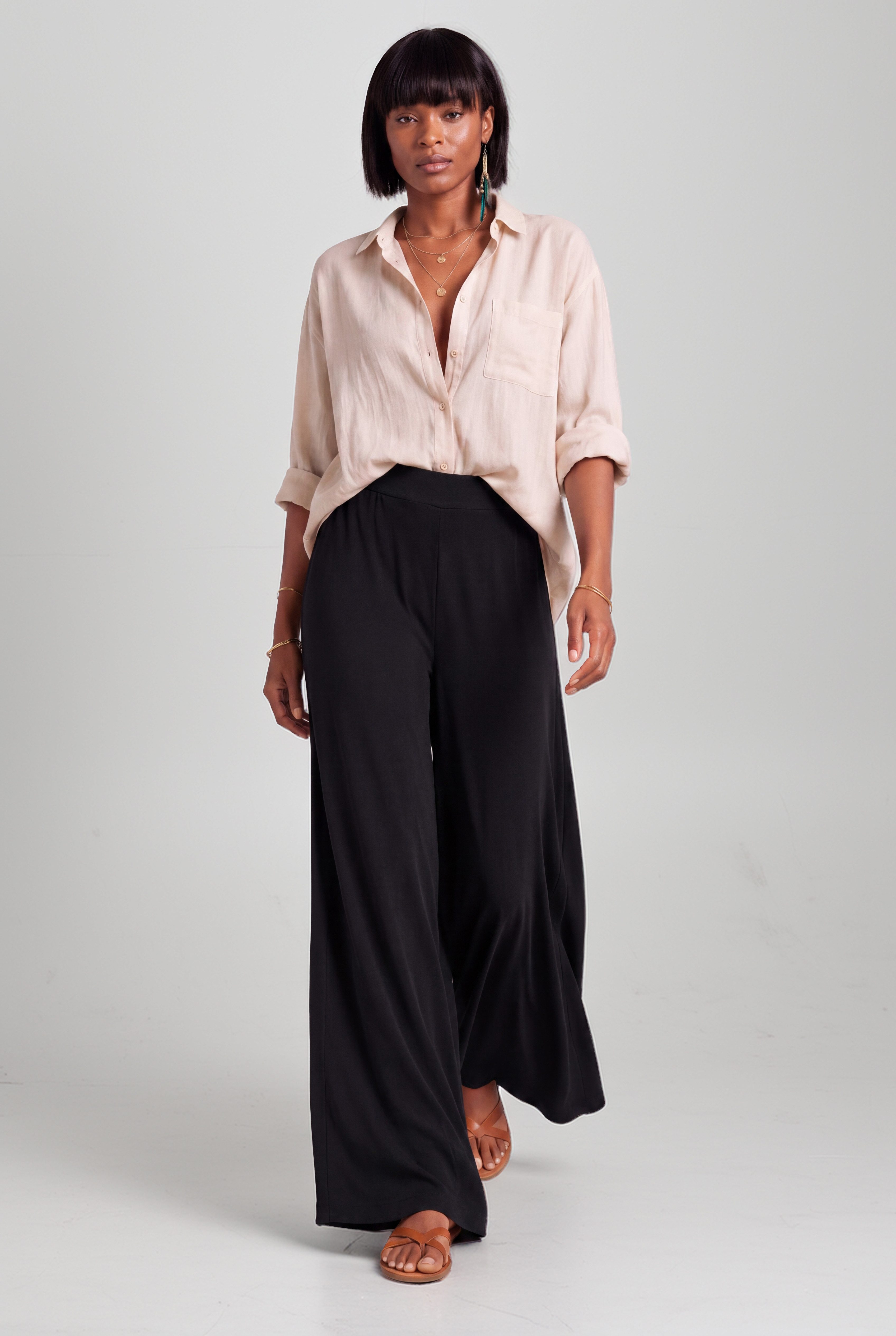 YC Fashion & Style Palazzohose Wide Leg – fließend, elastischer Bund, One Size 38–46 Freizeithose mit elastischem Bund