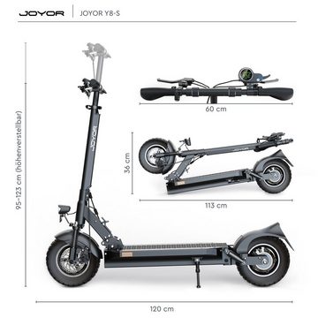 JOYOR E-Scooter Offroad Elektroroller mit Straßenzulassung 100km Reichweite 1300Wh 10", 500,00 W, 20,00 km/h, klappbar, geeignet für offroad Fahrten, vollgefedert