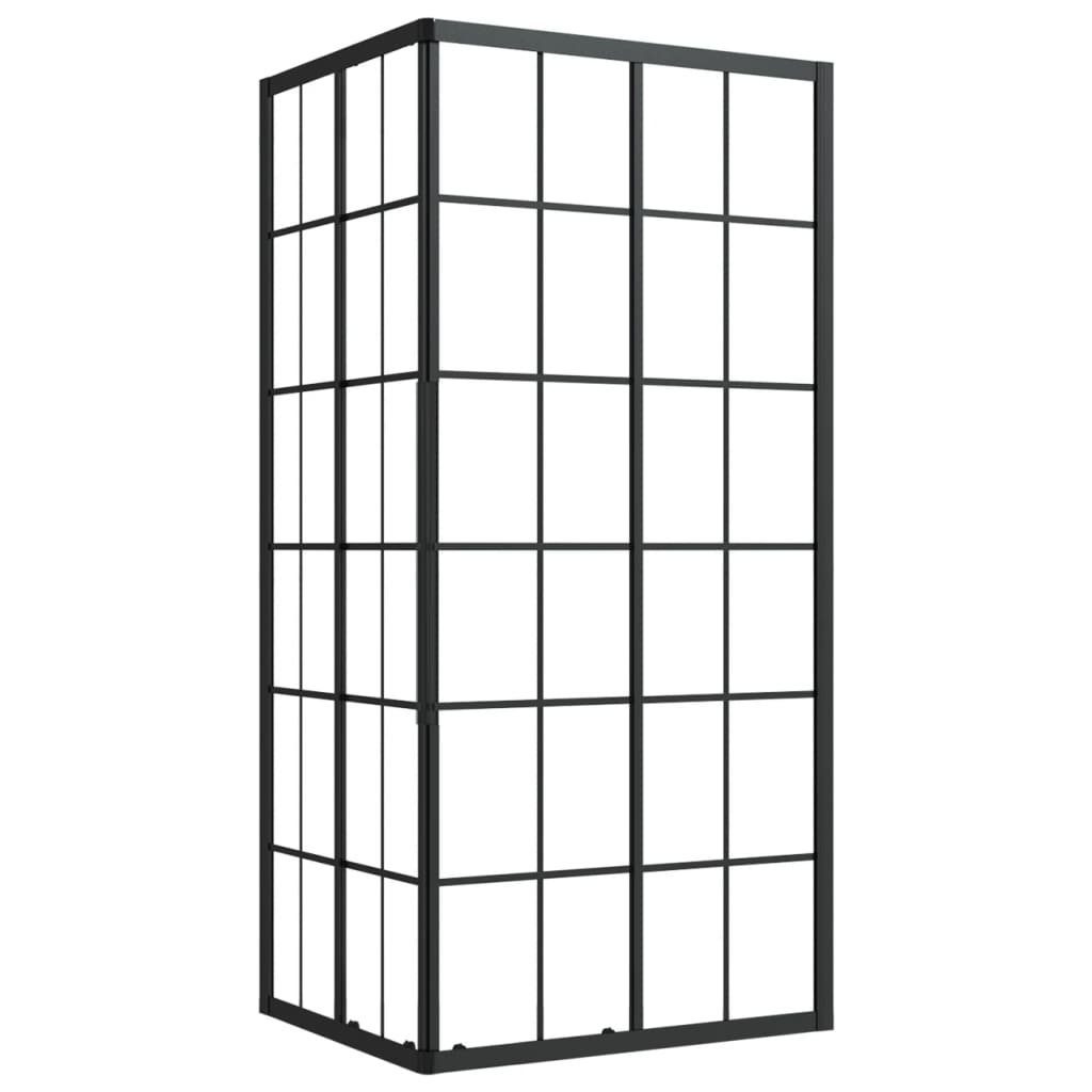 vidaXL Duschwand Duschkabine ESG 90x70x180 cm Schwarz Dusche Duschabtrennung Ecke Glas