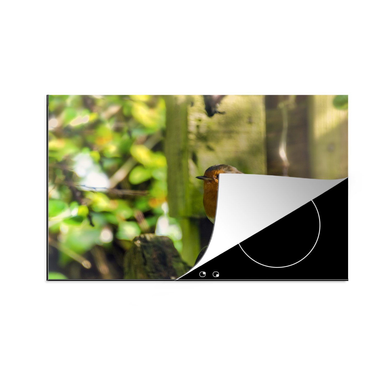 MuchoWow Herdblende-/Abdeckplatte Vogel - Laub - Garten, Vinyl, (1 tlg), 81x52 cm, Induktionskochfeld Schutz für die küche, Ceranfeldabdeckung