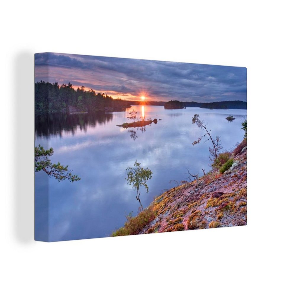 OneMillionCanvasses® Leinwandbild Sonnenuntergang im Tiveden-Nationalpark  in Schweden, (1 St), Wandbild Leinwandbilder, Aufhängefertig, Wanddeko,  30x20 cm