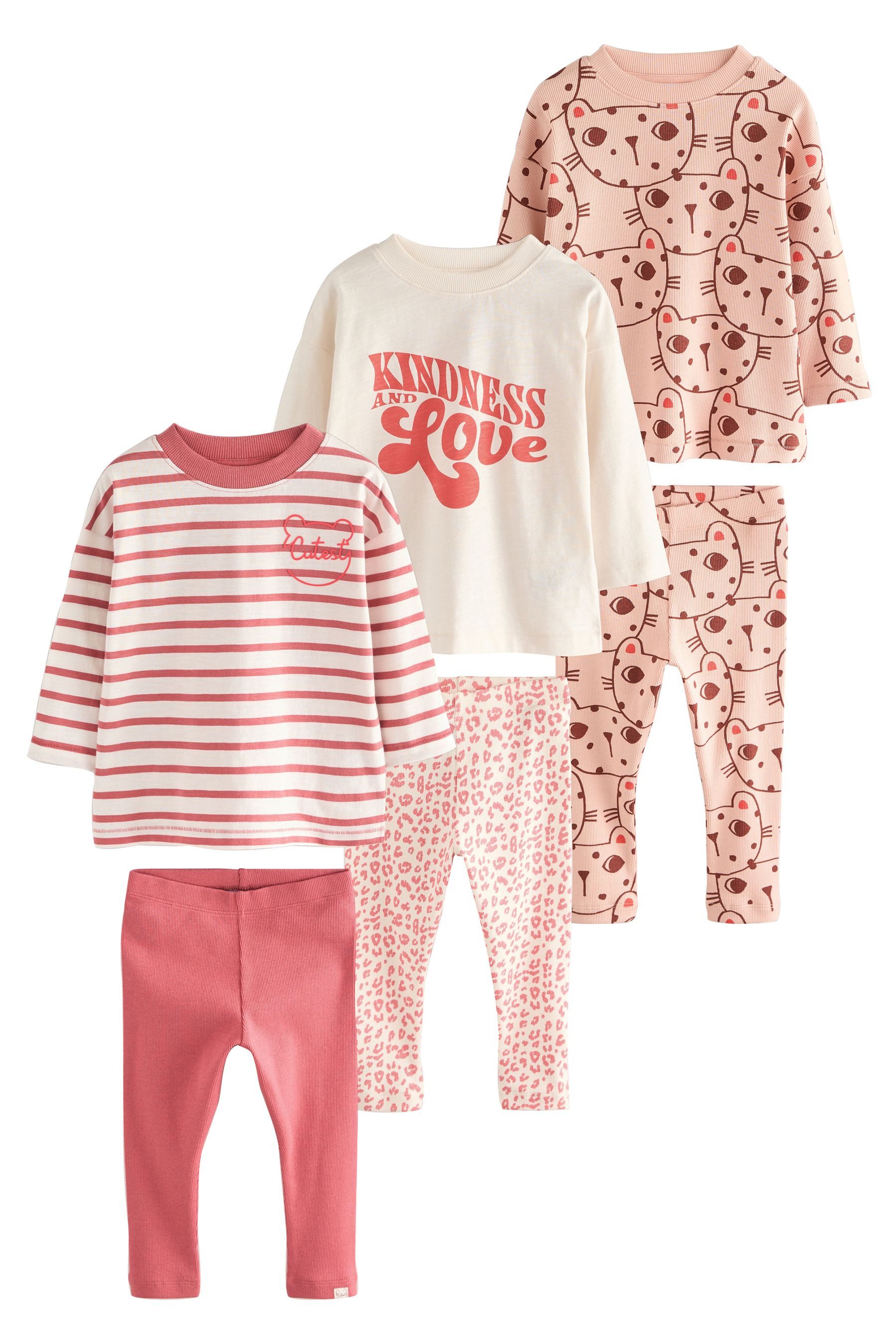 Pyjama Kindness Katzen-Schlafanzug, 3er-Pack