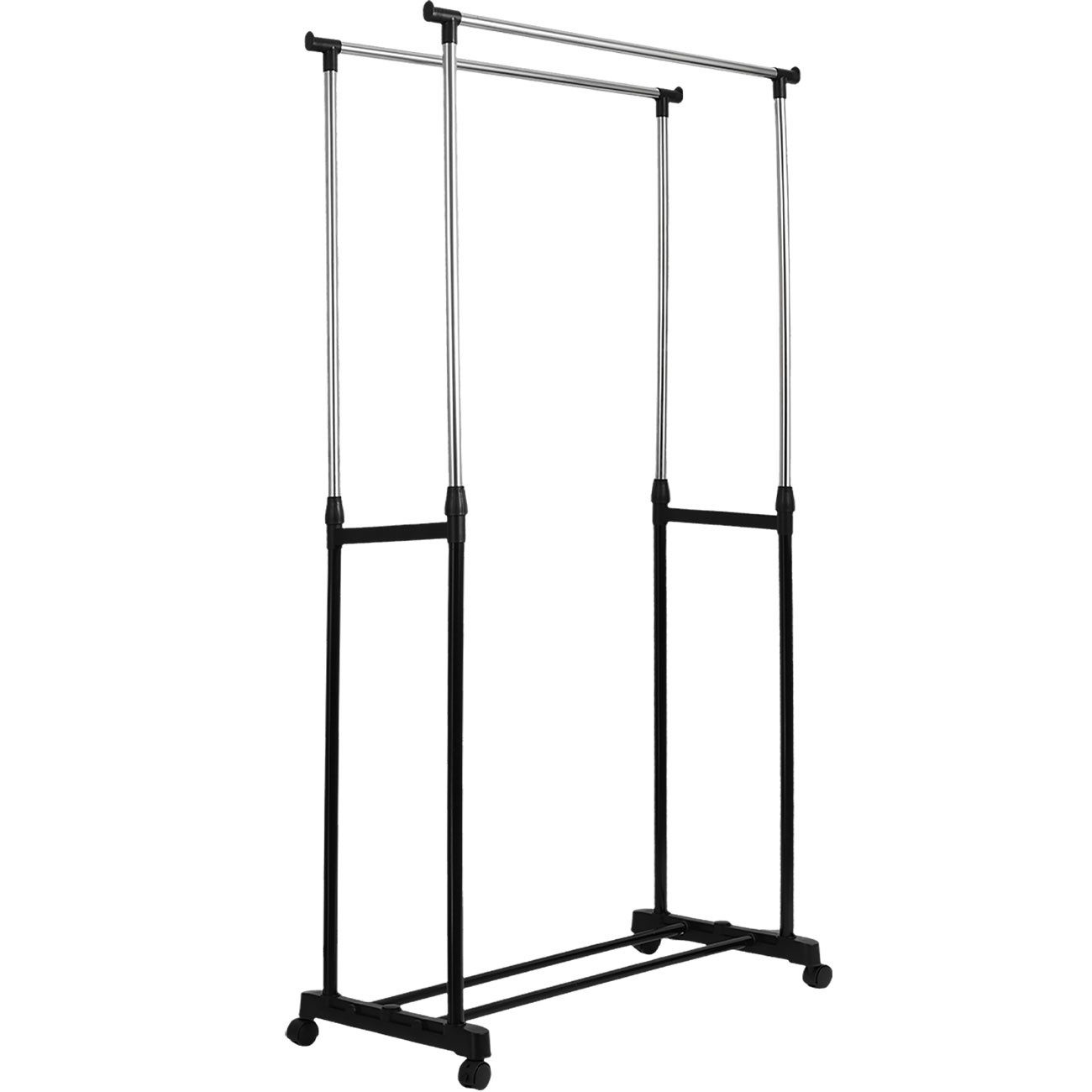 shop'n smile ideoon Kleiderständer Mobiler Kleiderständer Doppelstange B 80 cm Höhenverstellbar 90-160cm, Fahrbare Doppel-Kleiderstange, mit Schuhablage, 80 x 9 – Bild 2 von 5