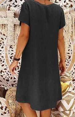 FIDDY Strandkleid Damen-Strandkleid mit V-Ausschnitt, A-Linien-Midikleid