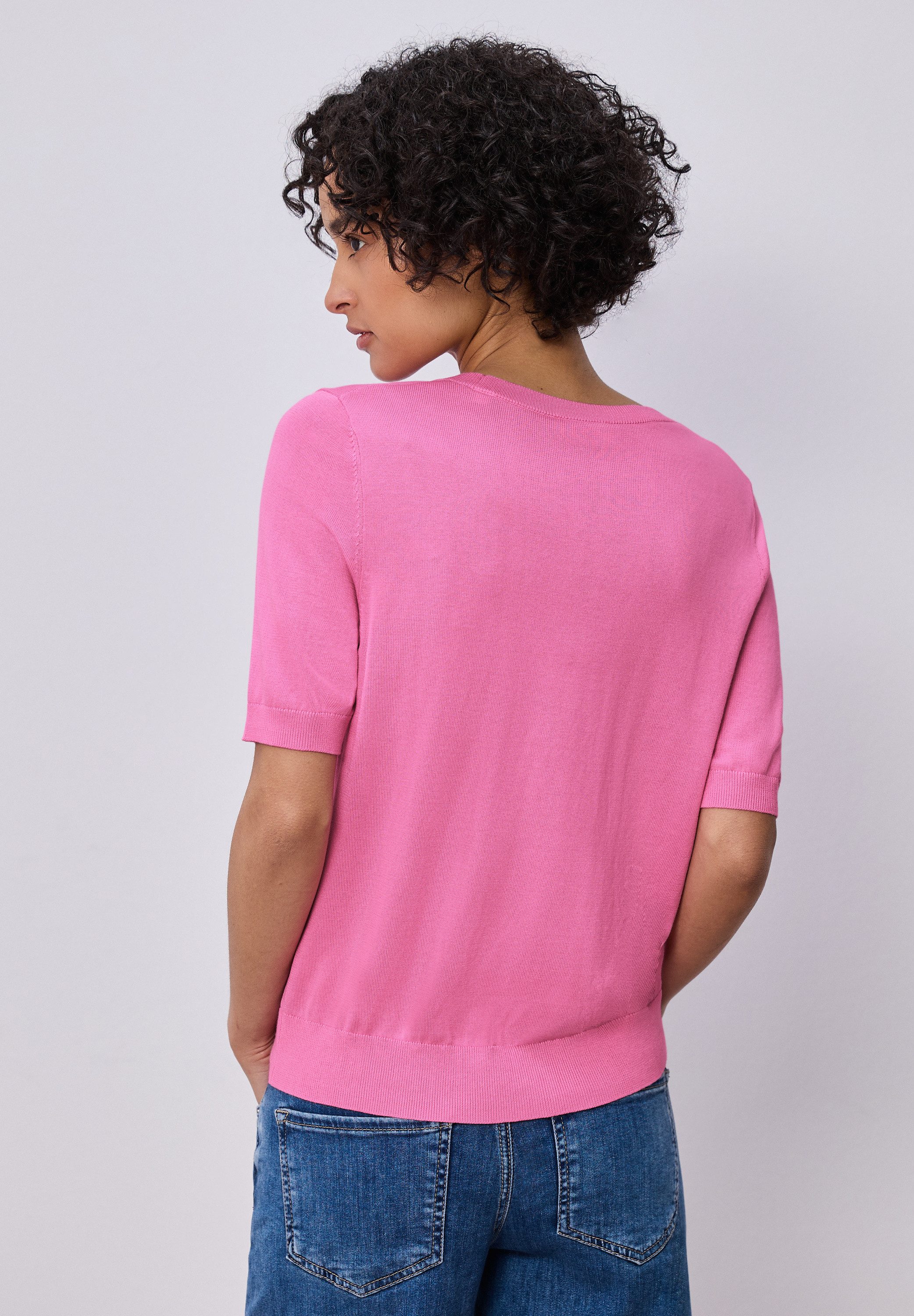 STREET ONE Kurzarmpullover in Strick-Optik und mit Rundhals günstig online kaufen