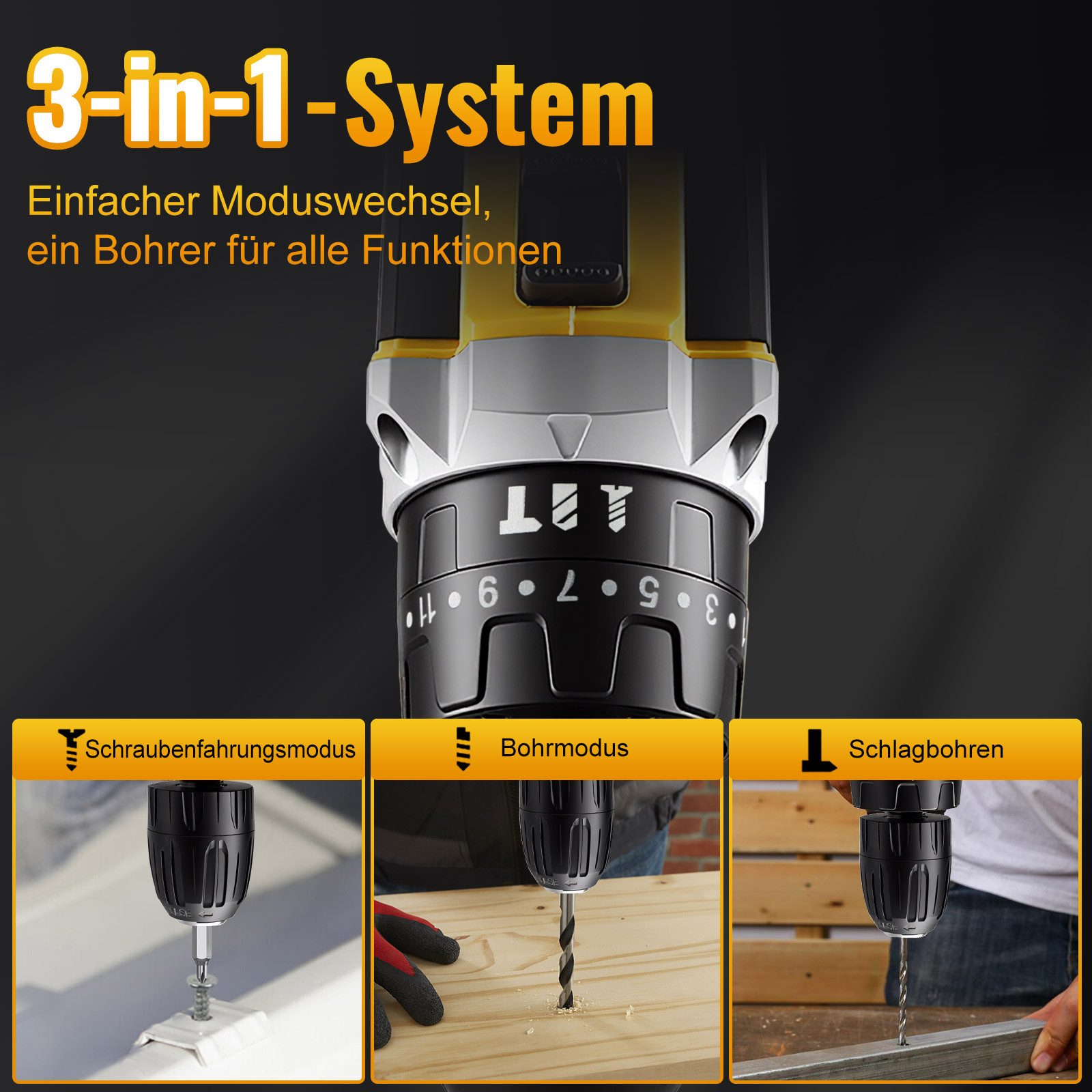 CONENTOOL Akku-Bohrschrauber 21V Akkuschrauber Set, 2 Geschwindigkeiten, ma günstig online kaufen