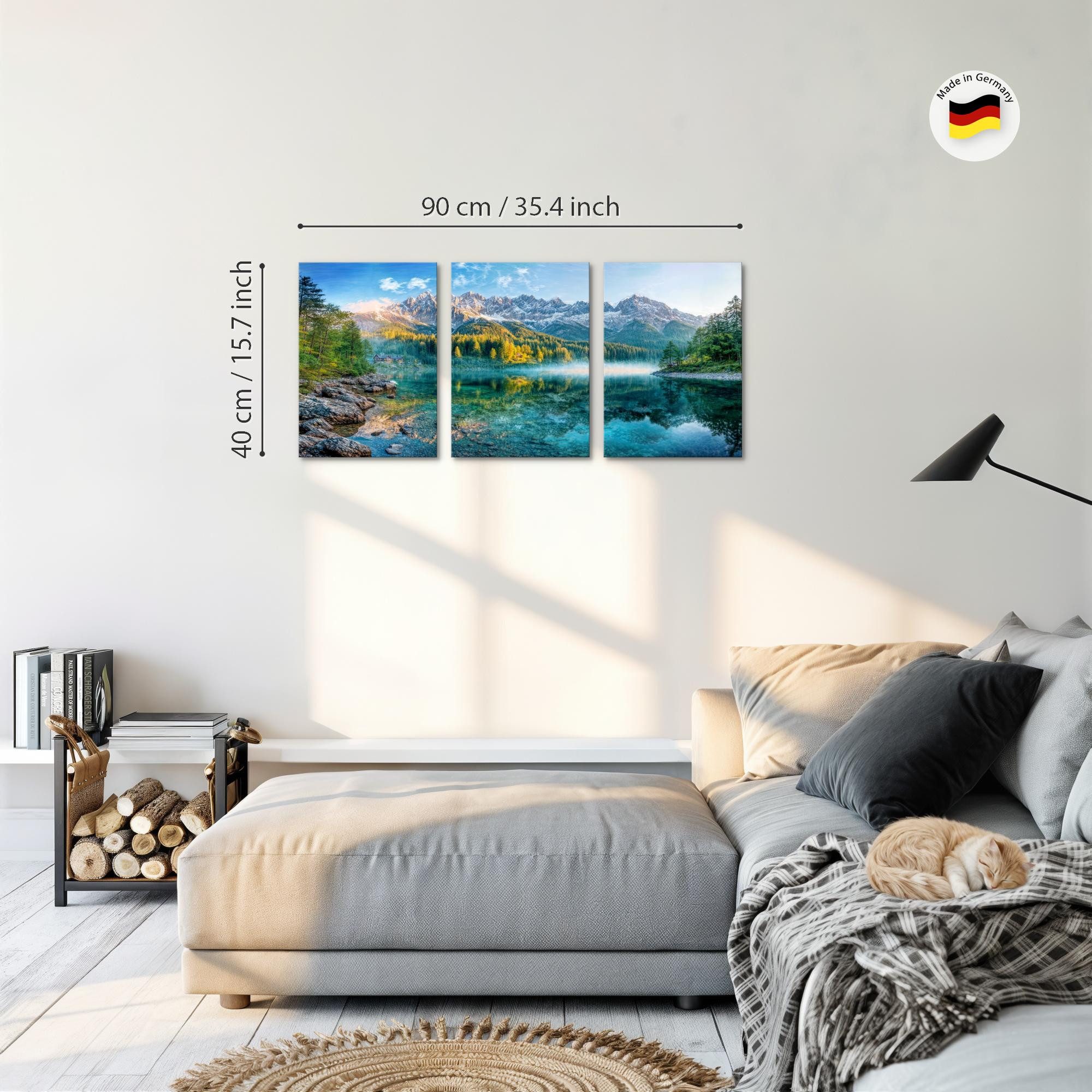 Novart Wandbild Baum des Lebens Abstrakt Modern Wandbilder Set Wohnzimmer, Berge (3 St)