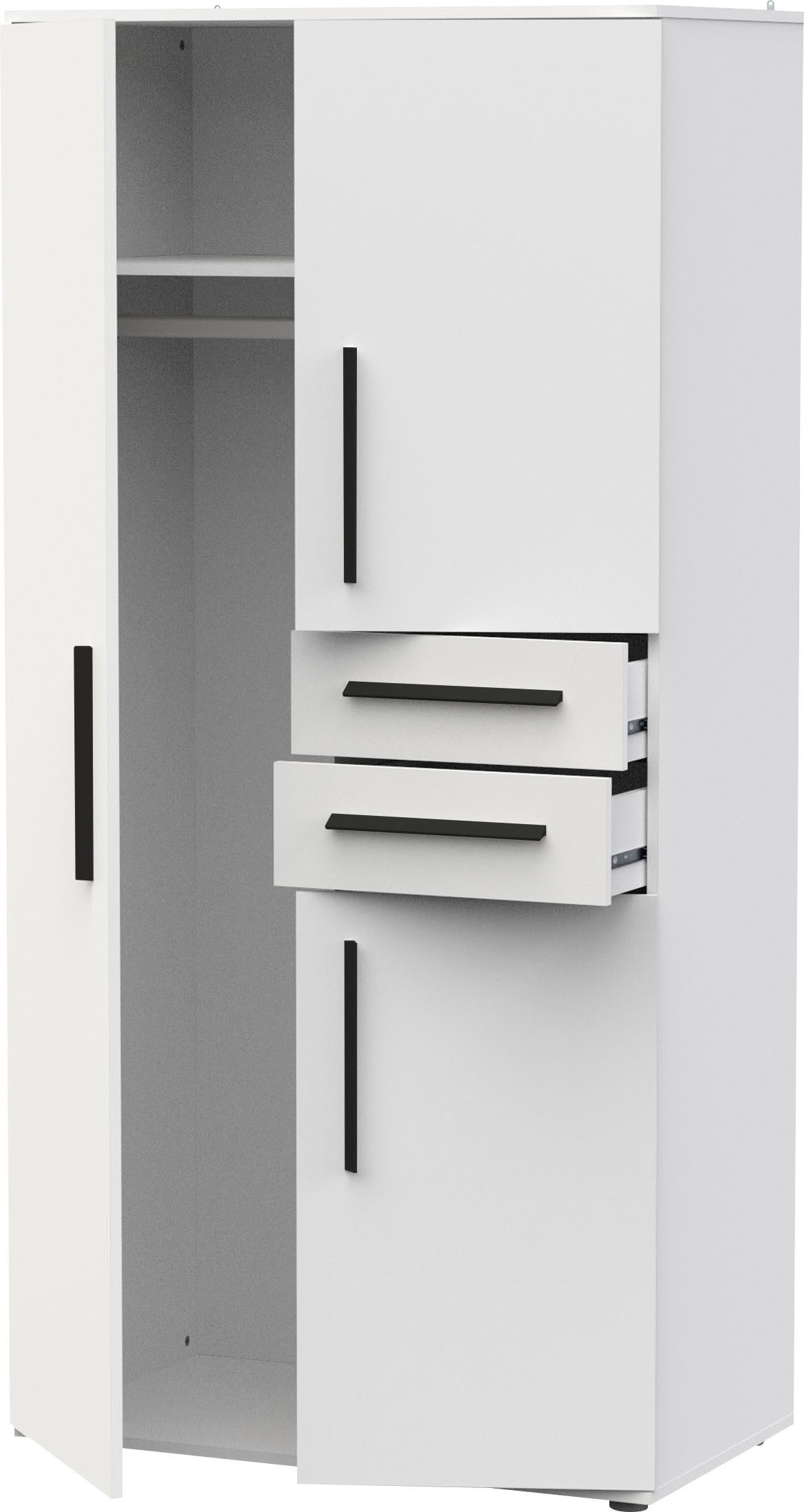 Demeyere GROUP Kleiderschrank VERSATIL – mit Schubladen in Komforthöhe & Metall-Kleiderstangen (B/H/ T ca. 90x190cmx50cm) viel Stauraum, robuste Spanplatte, pfl – Bild 5 von 5