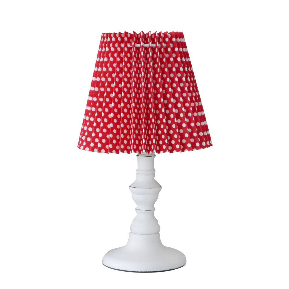 Grafelstein Tischleuchte rot weiß gepunktet Faltenlampenschirm mit Punkten | Tischlampen