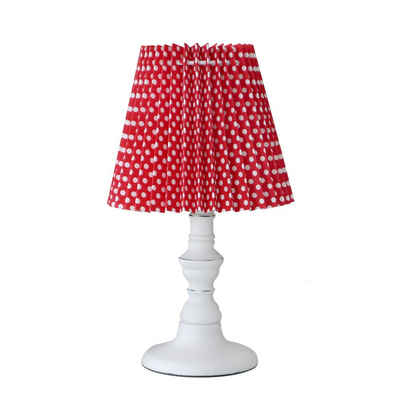Grafelstein Tischleuchte rot weiß gepunktet Faltenlampenschirm mit Punkten