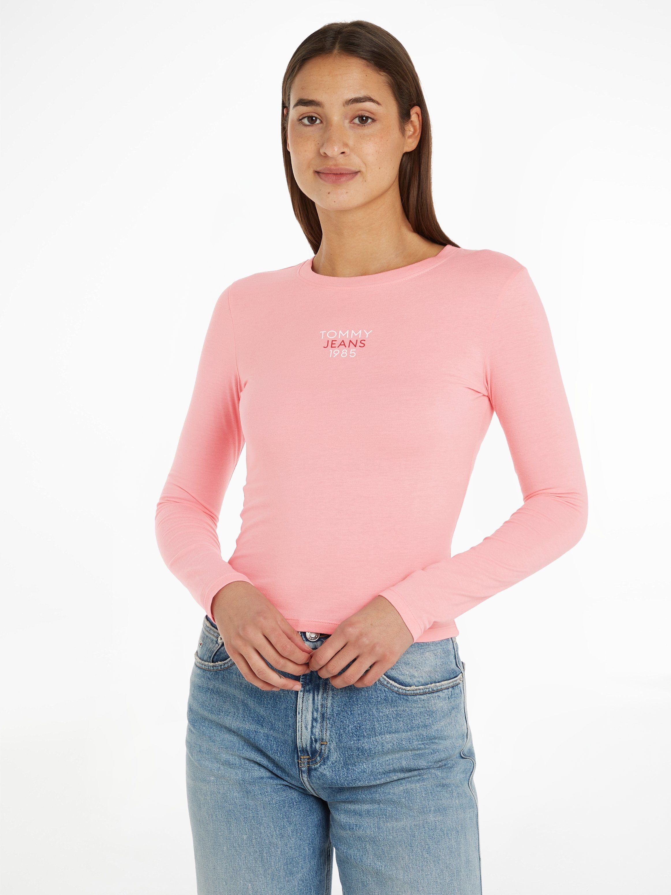 LOGO TJW 1 Logo-Schriftzug ESSENTIAL Jeans Tommy SLIM Ballet_Pink T-Shirt mit LS Jeans Tommy Curve EXT