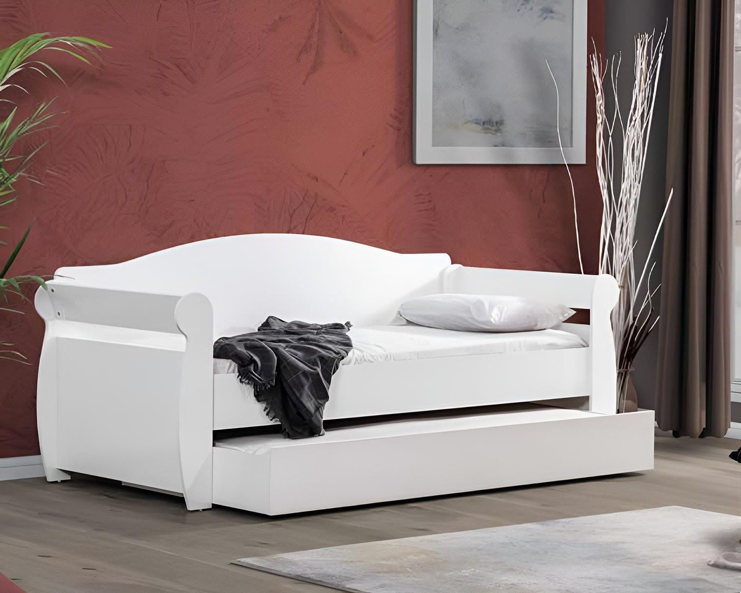 Xlmoebel Schlafsofa Ausziehbares Tagesbett in Weiß für Schlafzimmer und Gästezimmer, Made in Europa