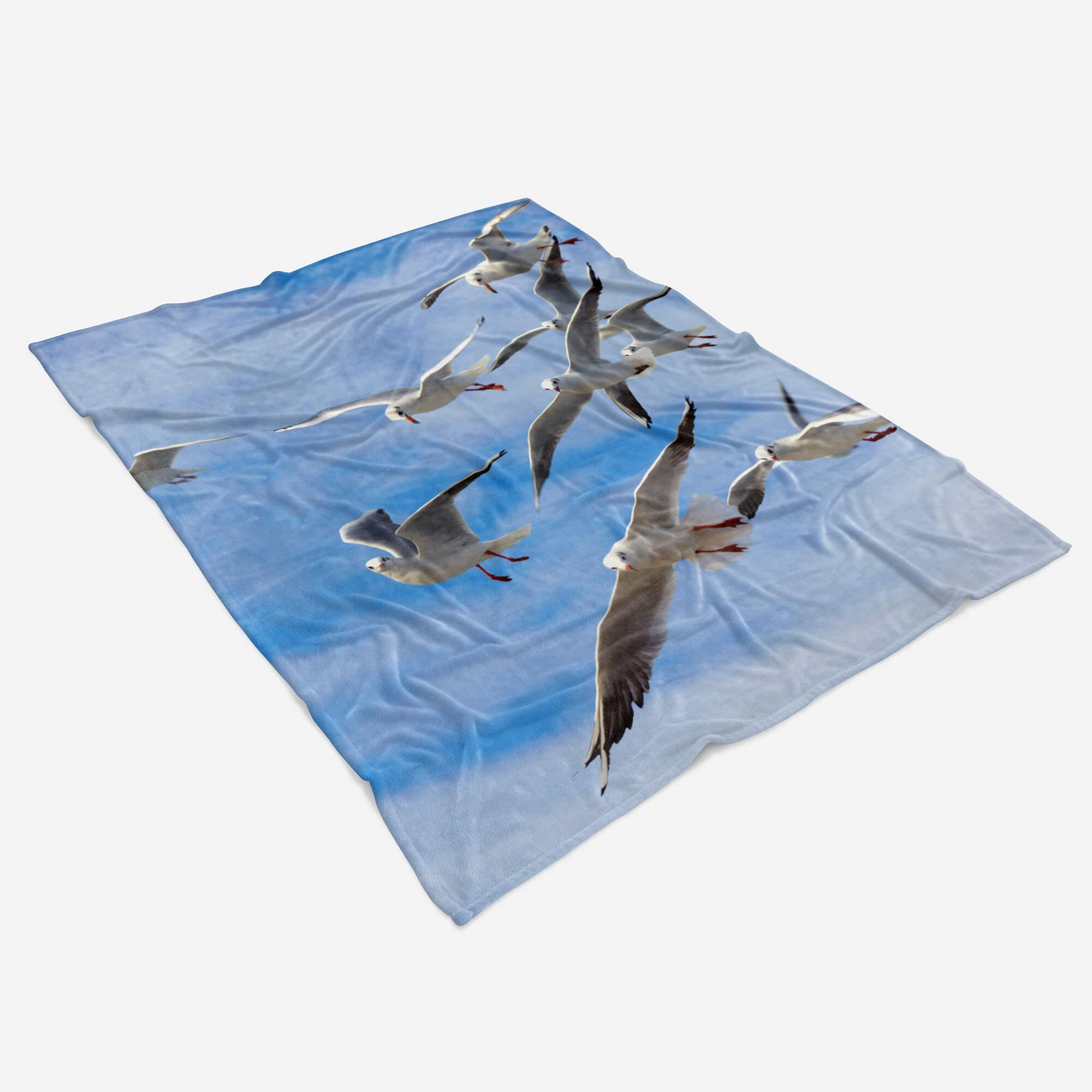 Strandhandtuch mit Möwen Fliegen, (1-St), Baumwolle-Polyester-Mix Saunatuch Art Handtuch Handtuch Kuscheldecke Sinus Handtücher Tiermotiv