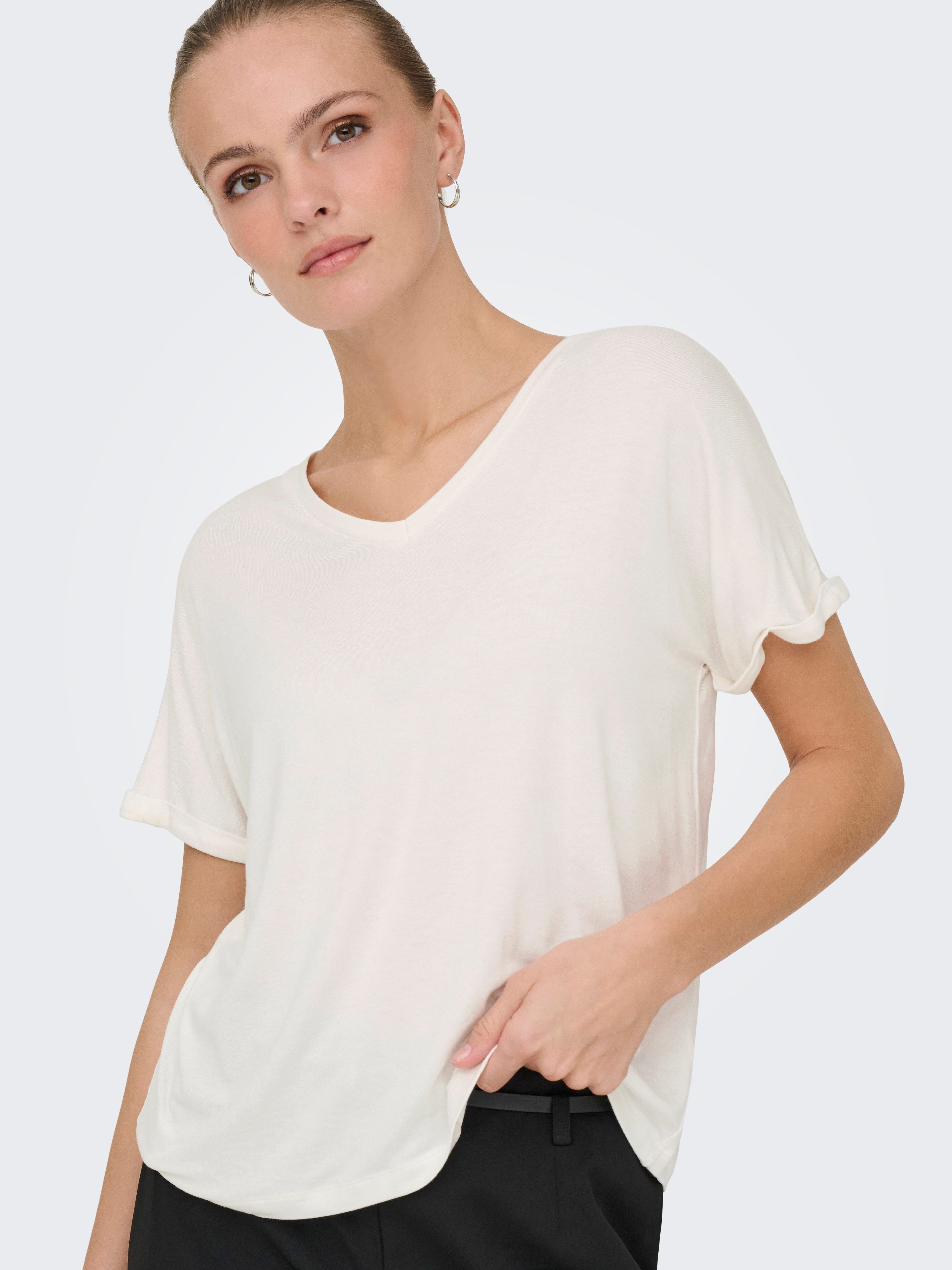 JDY T-Shirt JDYSISSY S/S V-NECK TOP JRS DIA