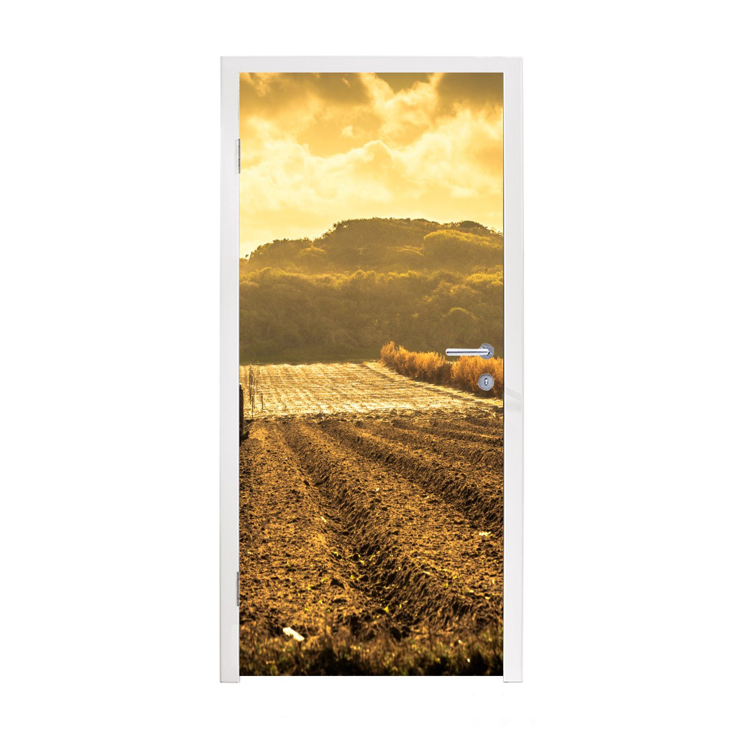 MuchoWow Türtapete Sonne - Tür, Türaufkleber, bedruckt, St), Matt, (1 für cm 75x205 - Fototapete Traktor, Wolken