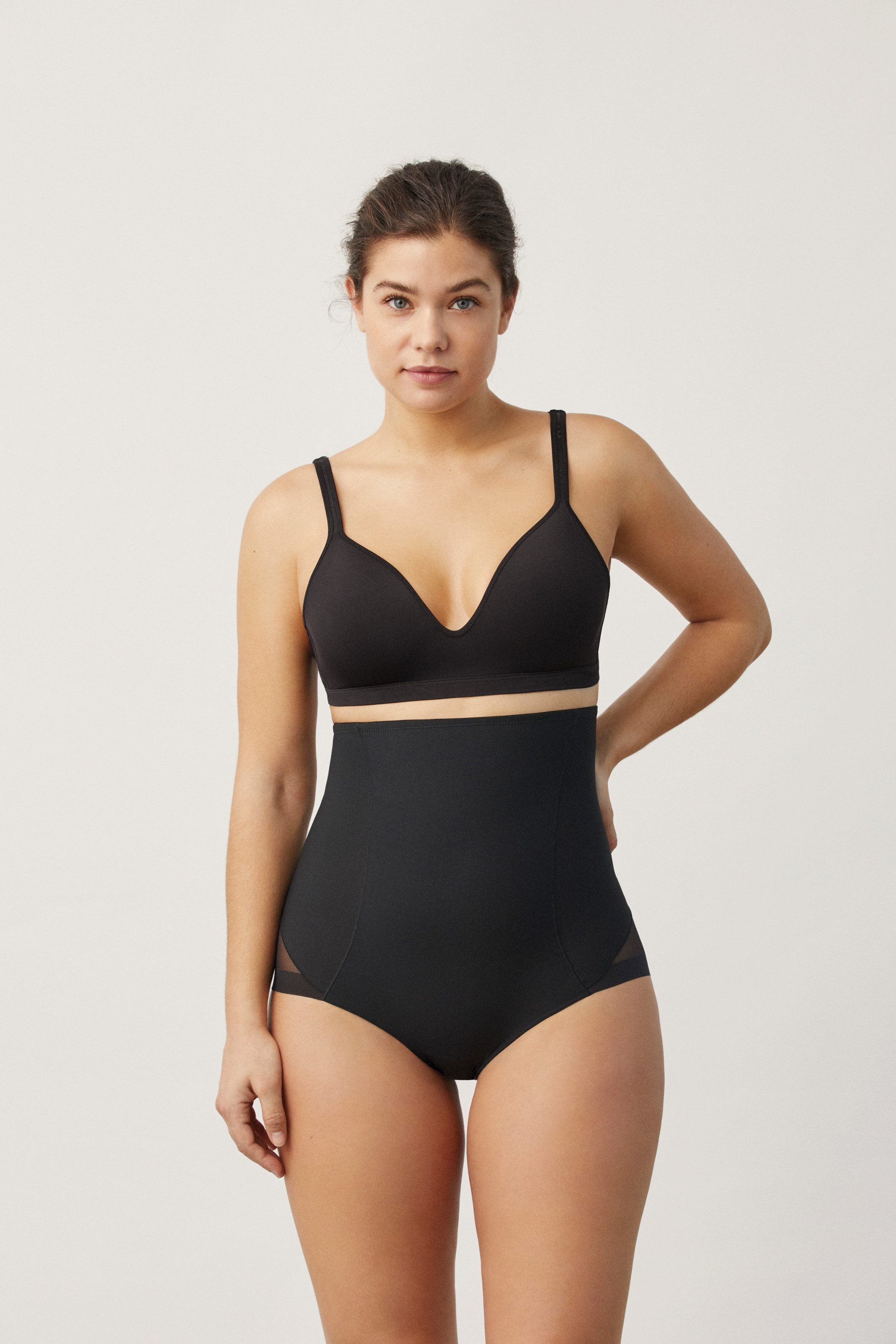 YSABEL MORA High-Waist-Panty (2er Pack) hoch geschnitten, elastisch, starker Shape-Effekt, Tüll