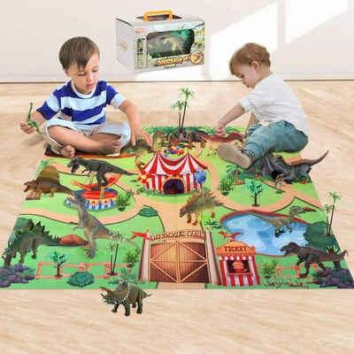 Wenta Spielmatte »Dinosaurier Spielzeug Set Tierfiguren Jurassic Dino World mit Spielmatte & Bäume für Kinder Jungen Mädchen ab 2 - 6 Jahren« (24-St)