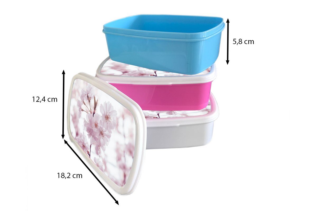 MuchoWow Lunchbox Blumen - Brotbox für Zweig Erwachsene, und Mädchen (2-tlg), Kunststoff, und Brotdose, Blüte, - für Jungs weiß Kinder