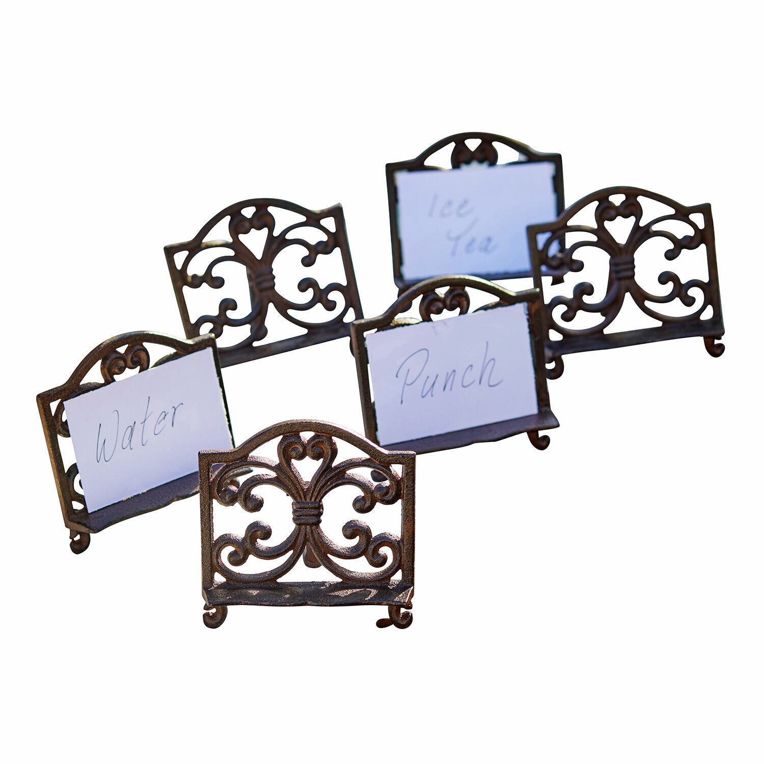Mirabeau Tischkartenhalter Kartenhalter 6er Set Plesnois antikbraun, Gusseisen