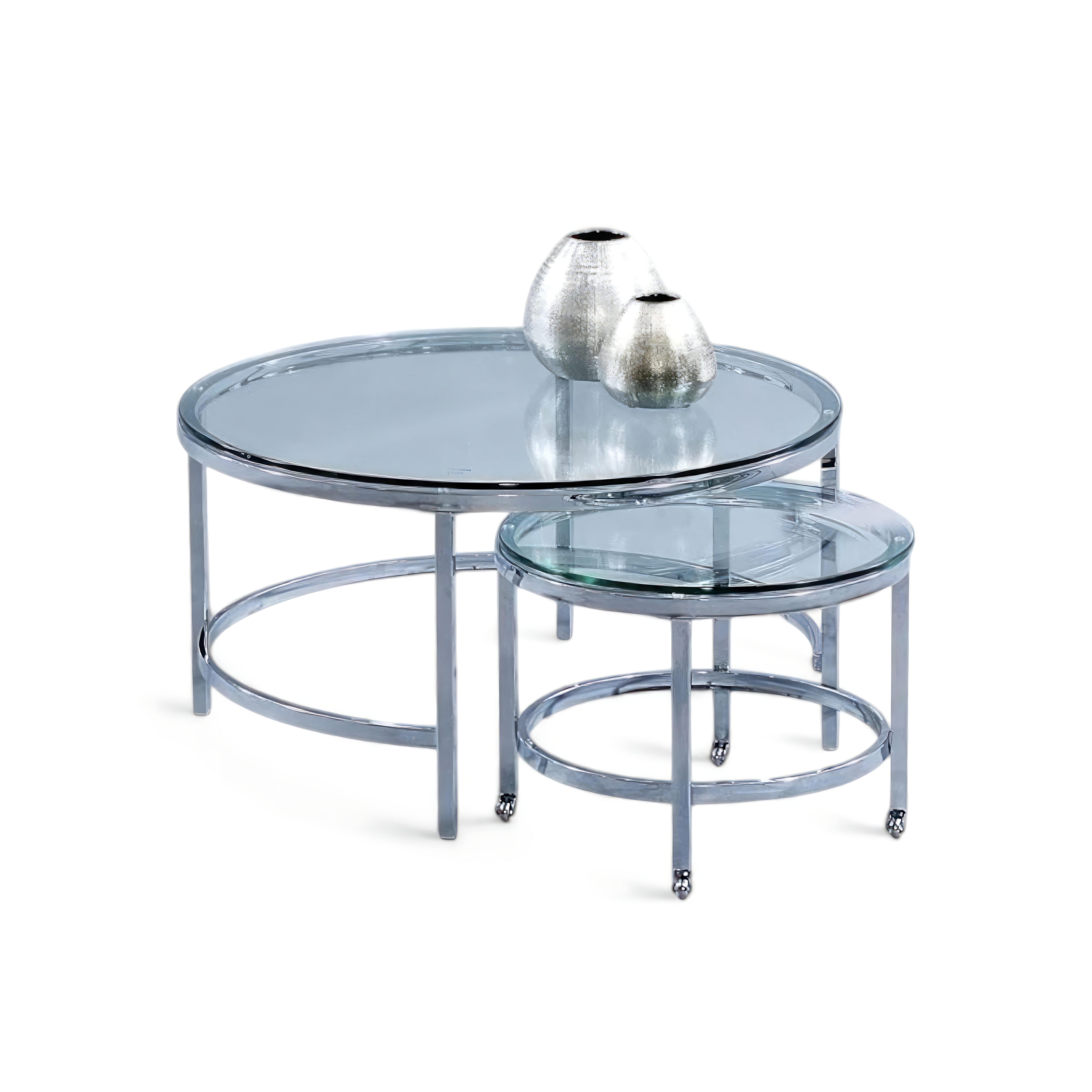 Xlmoebel Beistelltisch Beistelltische mit transparenter blauer Oberfläche im Set, Made in Europa