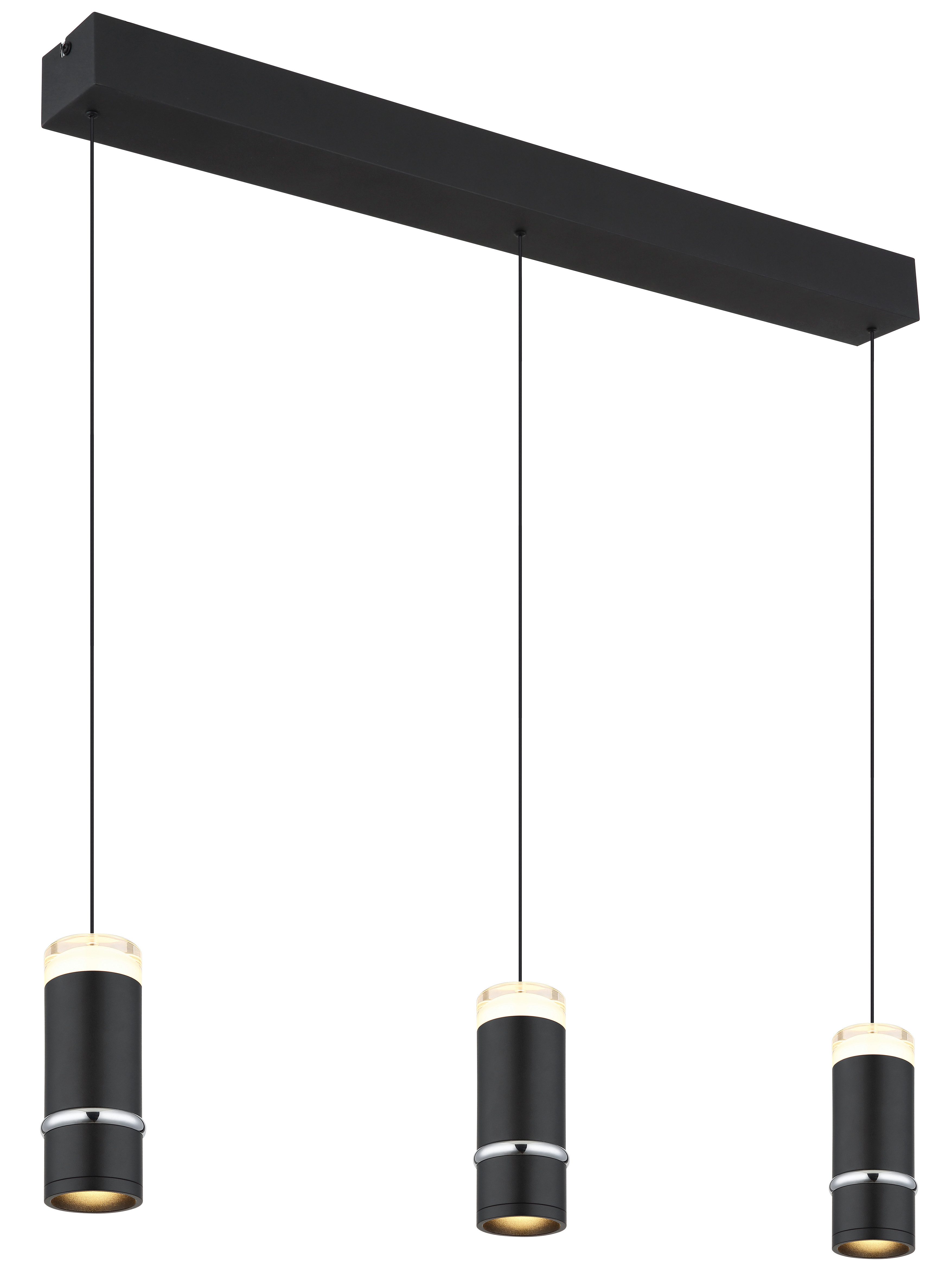 GLOBO LIGHTING Hängeleuchte ALVARADO, LED fest integriert, Warmweiß, Höhenverstellbare Hängeleuchte schwarz matt mit Chromring