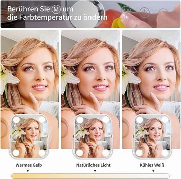 HT Kosmetikspiegel Make-up-Spiegel 22 x 25 cm mit LED-Beleuchtung, (4 Farben Licht), Berührungssteuerung und Bluetooth-Lautsprecher, weiß