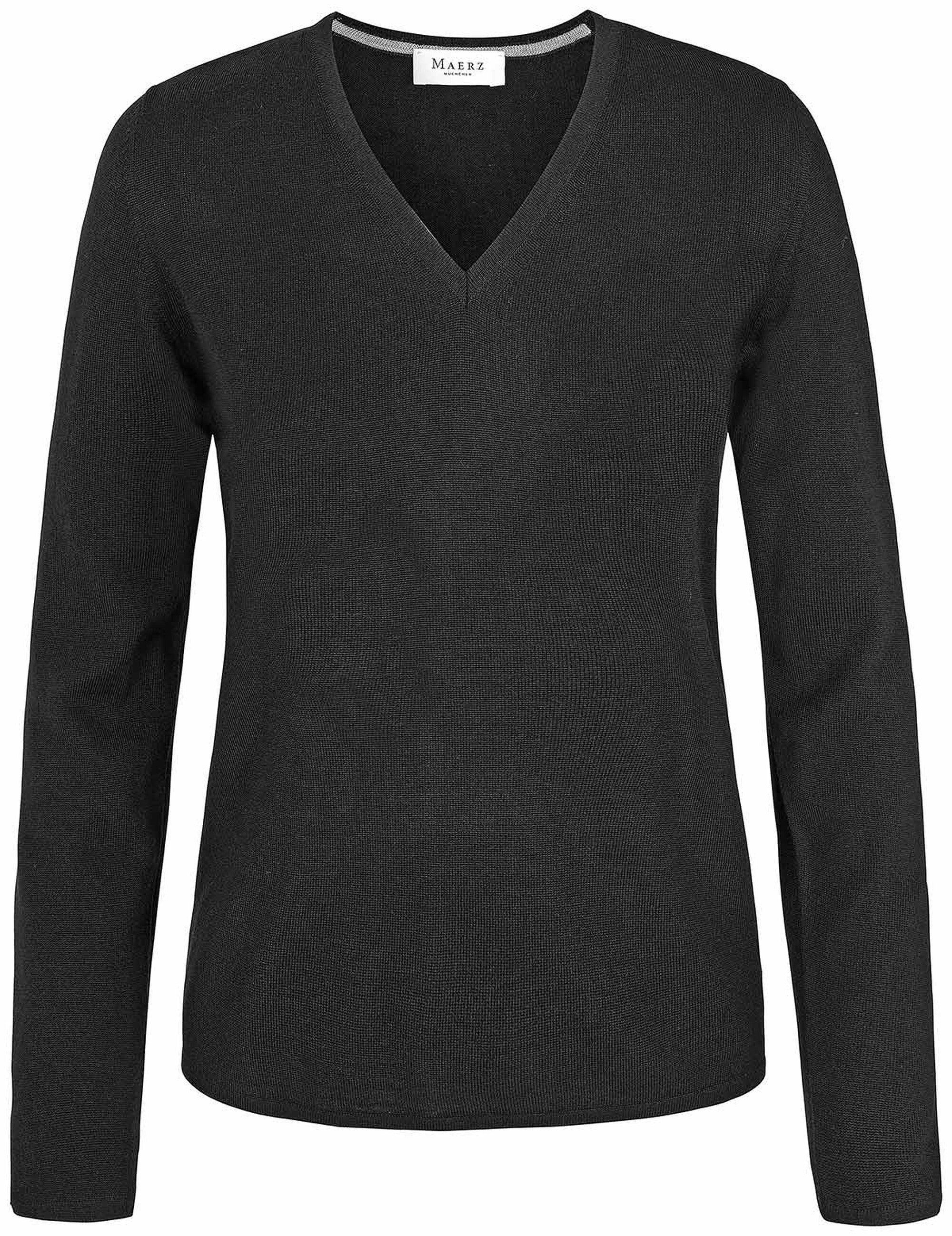 MAERZ Muenchen V-Ausschnitt-Pullover MAERZ Merino-V-Ausschnitt Pullover schwarz