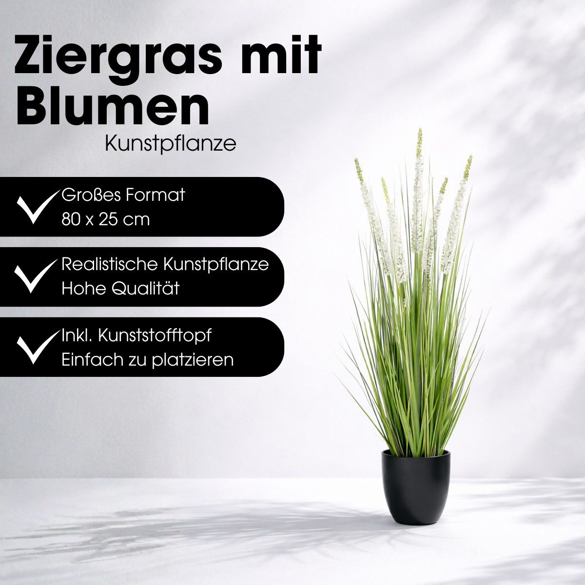 Kunstpflanze Mica Decorations Eremurus – H80 x Ø25 cm – Grün, Weiß, Mica Decorations, Höhe 80 cm