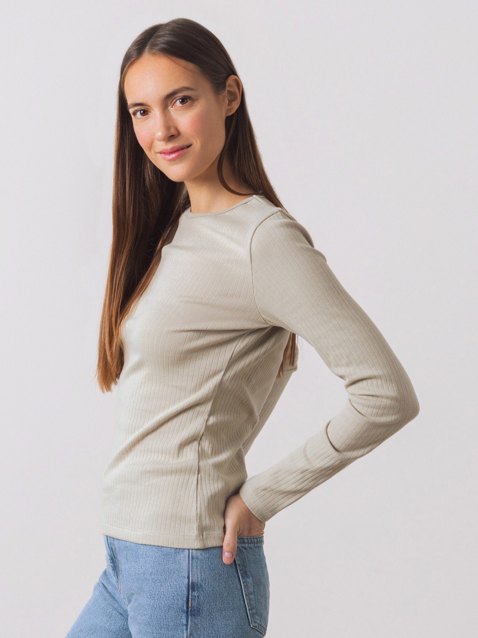 HONEST BASICS Langarmshirt mit Rippstoff aus günstig online kaufen