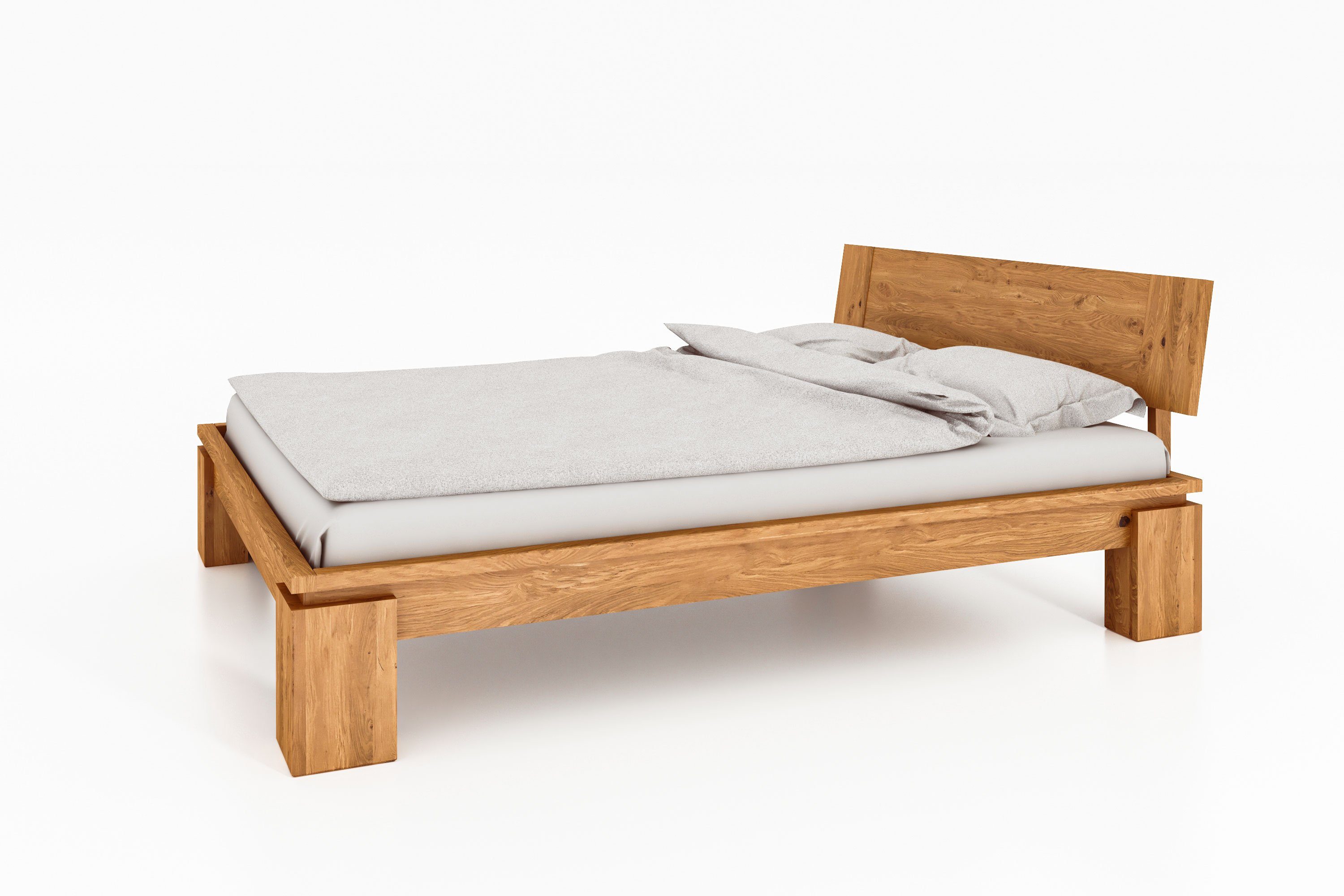 byoak Bett VINCI 160 x 220 aus Massivholz, mit Holzkopfteil, Naturgeölt