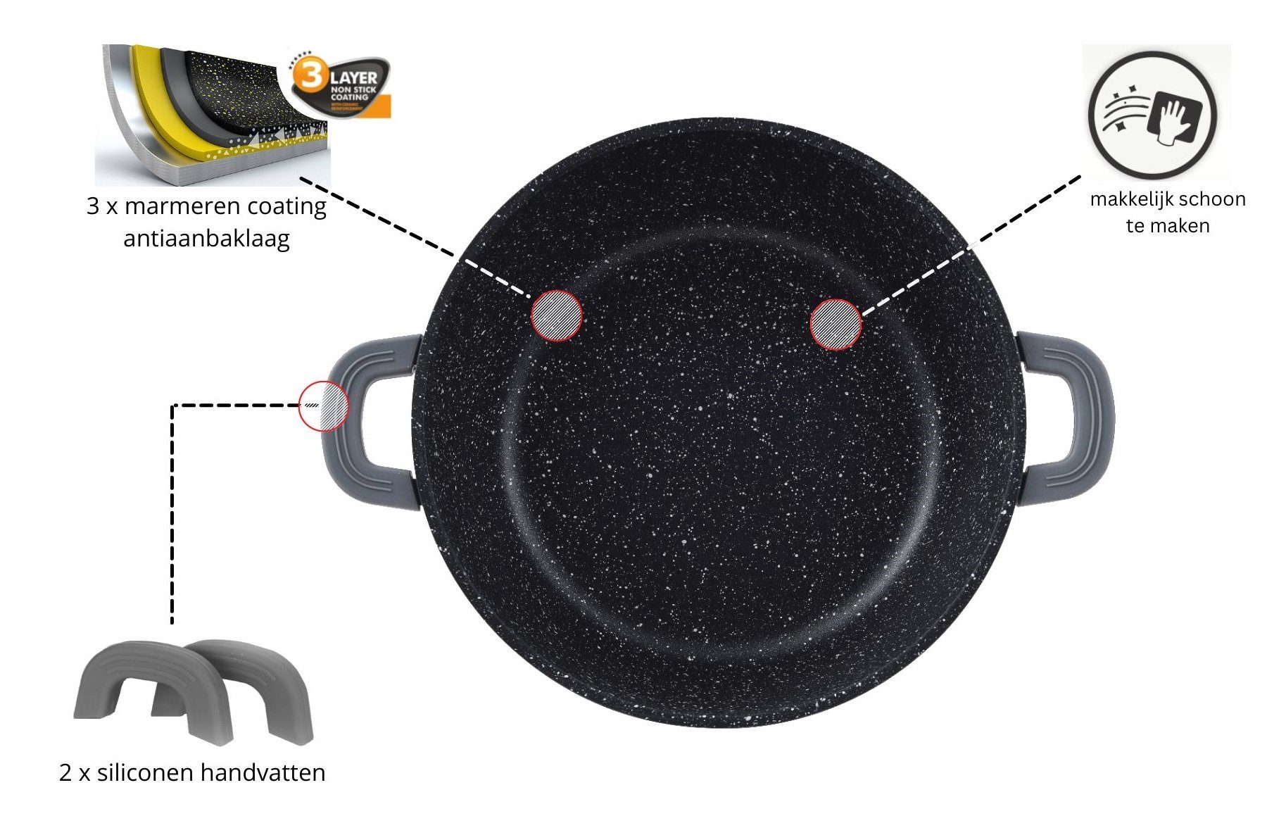 Cheffinger Kochtopf Tiefer Kochtopf Induktion Deckel Ø24/28cm Suppentopf Alu Guss, Aluminium (1-tlg) – Bild 4 von 5