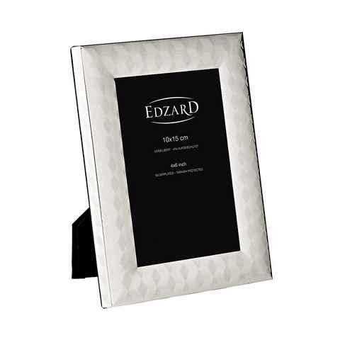 EDZARD Bilderrahmen Faenza, versilbert und anlaufgeschützt, für 10x15 cm Foto - Fotorahmen, Rahmen für Foto zum Hinstellen und Aufhängen