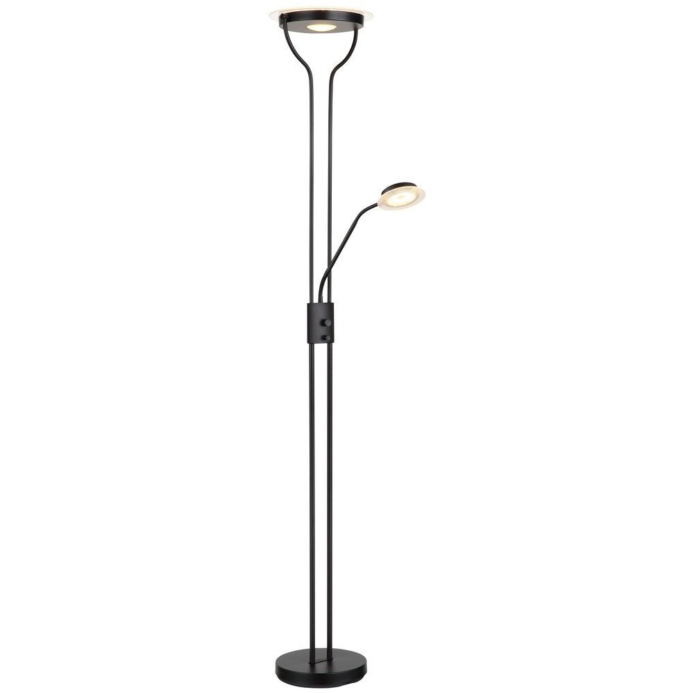 GLOBO LIGHTING LED Stehlampe, LED-Leuchtmittel fest verbaut, Warmweiß, LED Stehleuchte Dimmbar Lesearm und Fluter verstellbar Schwarz H180cm
