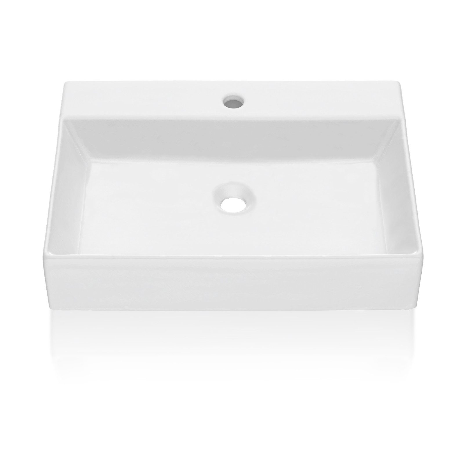 GarveeMore Badewanne Modernes Keramik‑Aufsatzwaschbecken, rechteckig oder oval, kratzfeste Glasur, einfache Montage für Bad und Gäste‑WC