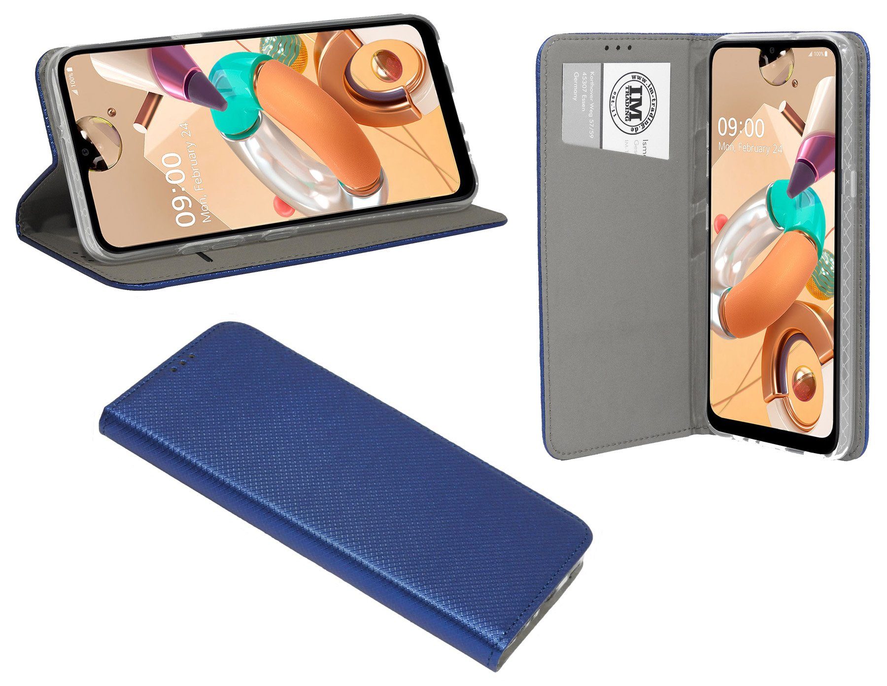 cofi1453 Handyhülle Buch Tasche "Smart" kompatibel mit LG, Kunstleder Schutzhülle Handy Wallet Case Cover mit Kartenfächern, Standfunktion Blau