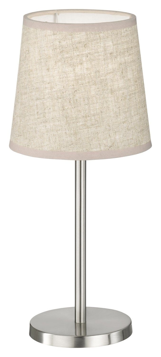 FH Lighting Tischleuchte EVE, 1-flammig, Sandfarben, Stoff, H 30 cm, ohne Leuchtmittel, Nickel, Metallfuß