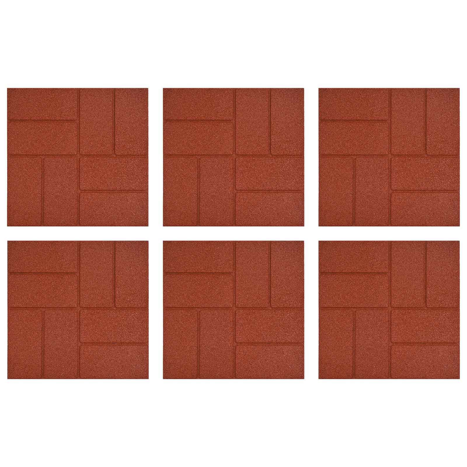 vidaXL Trittsteine Gehwegstein 6 pcs Rot 40,5 x 40,5 x 2 cm Gummi, 40.5x40.5 cm, 6-St.