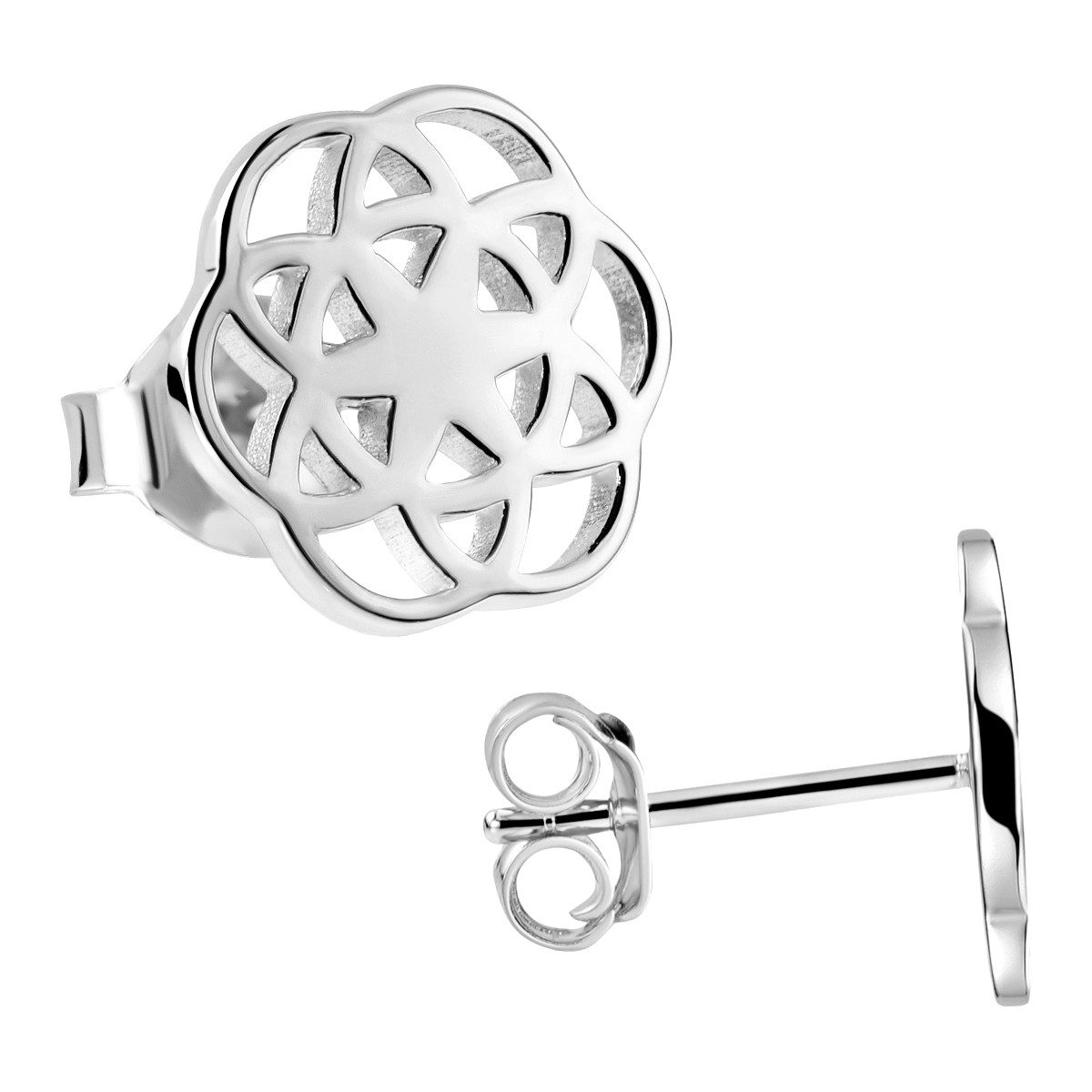 Paar Ohrstecker Lebensblume / Blume des Lebens SO-384-silber