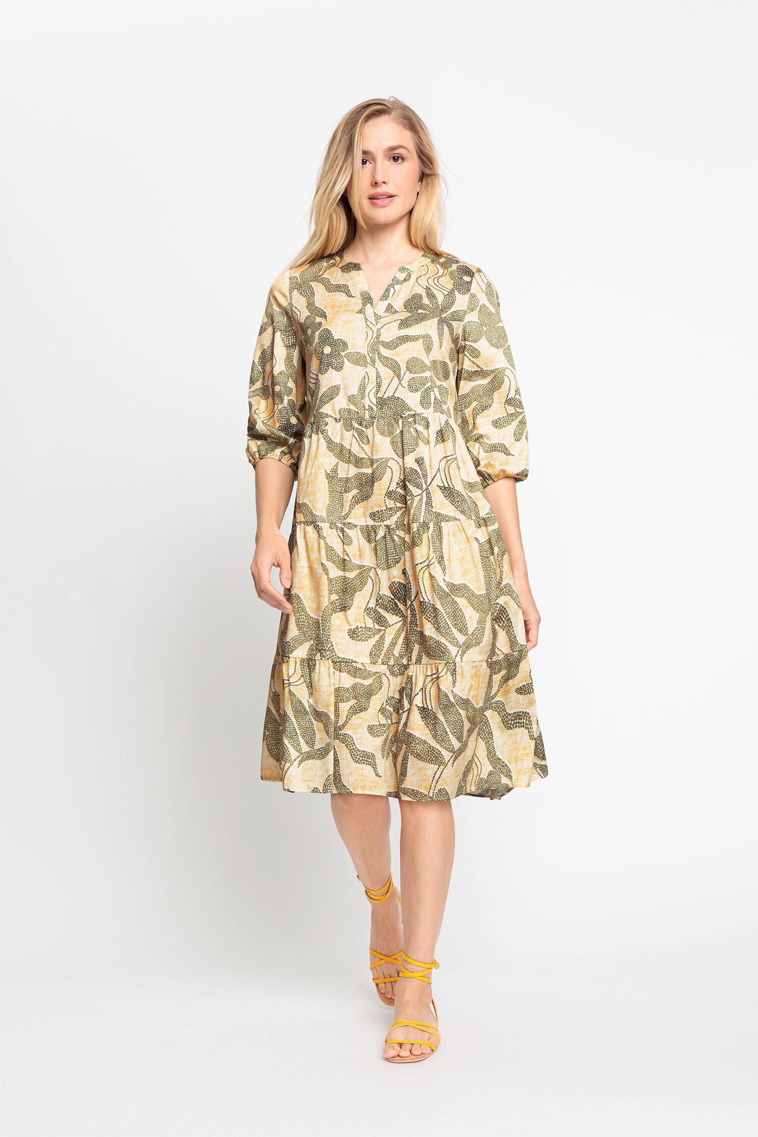 Olsen A-Linien-Kleid mit geschlitztem Rundhalsausschnitt | Sommerkleider