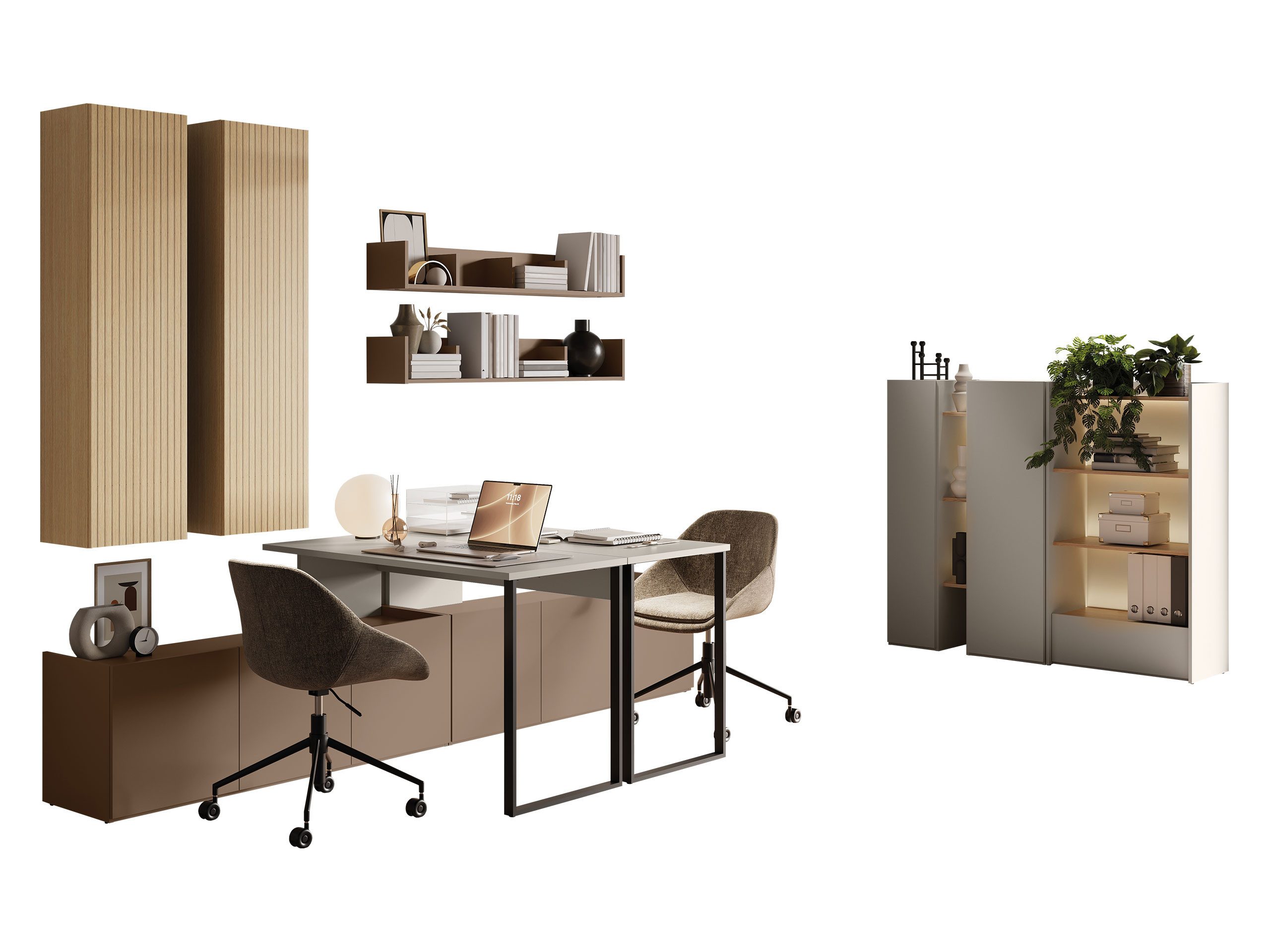 MIRJAN24 Jugendzimmer-Set Sigma III, (7er-Set, 2x Regal, Schreibtisch, 2x Hängeschrank, 2x Wandregal), LED-Beleuchtung