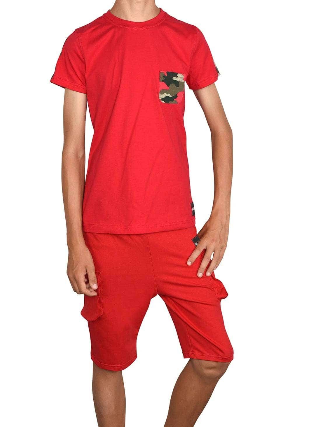 Rot Shorts Sommer Jungen casual T-Shirt BEZLIT Cargo (1-tlg) / Shorts und Set & Rot T-Shirt