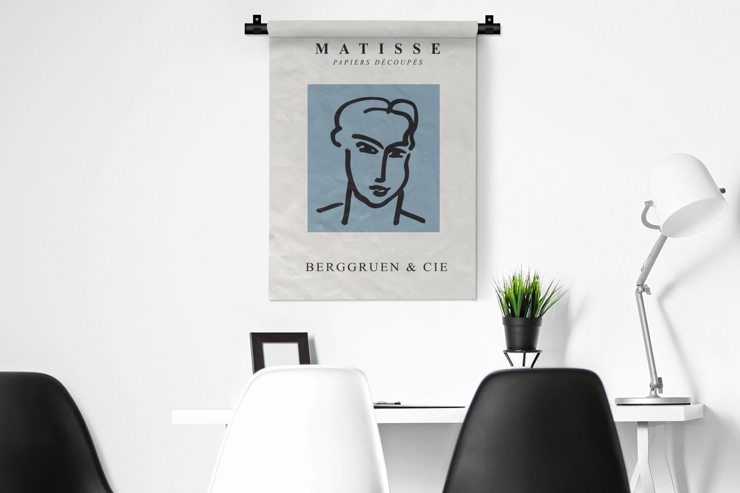 Deko Blau Henri Wand, Kunst MuchoWow - Porträt Matisse, Mann Tapisserie, - an Wanddekoobjekt Wohnzimmer, Schlafzimmer - - der für