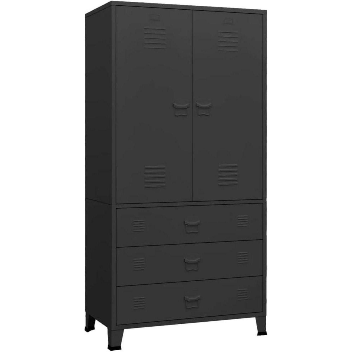 LuxusKollektion Garderobenschrank Industrial Kleiderschrank Metall Schwarz 90x50x180cm Stauraum Kleidung