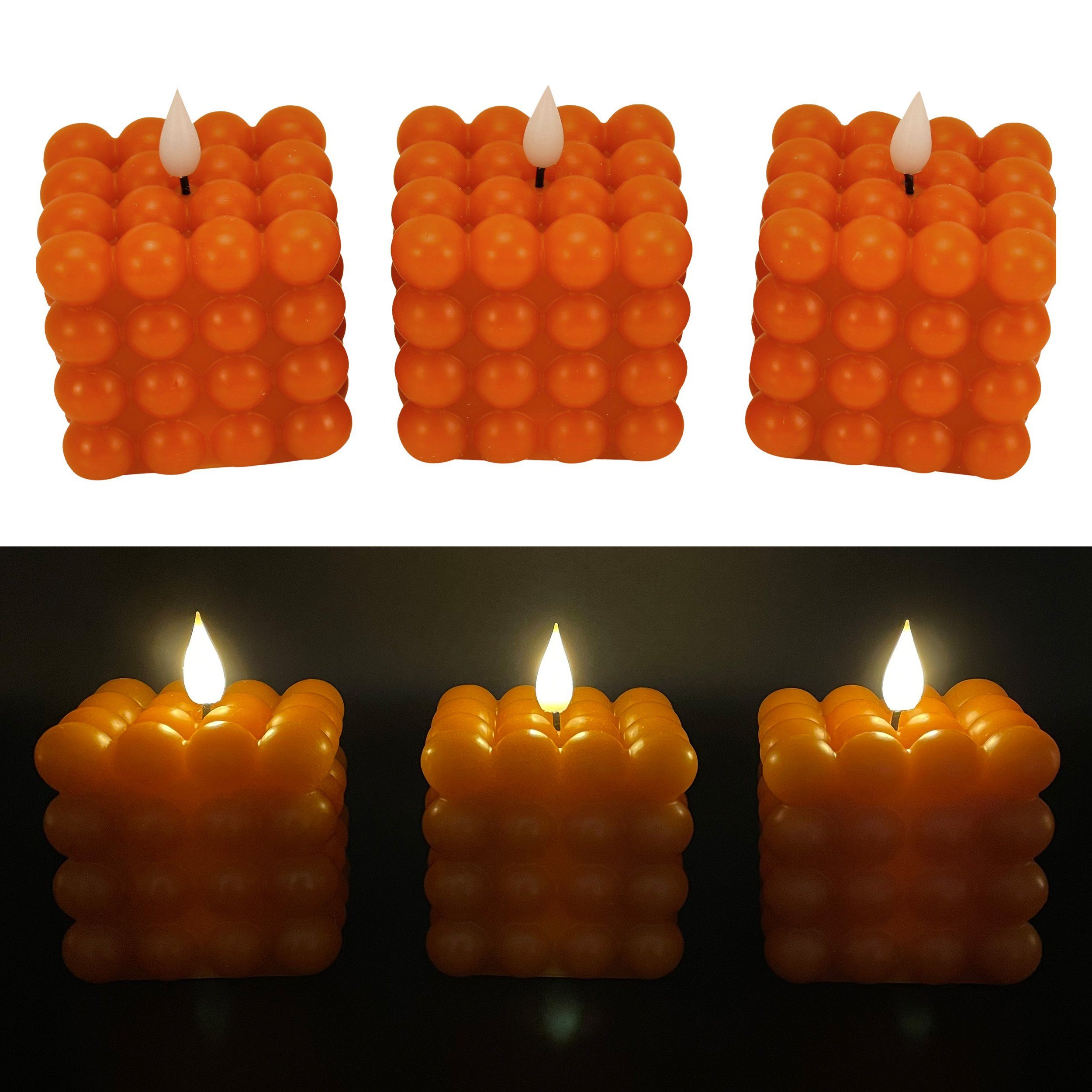 Online Fuchs 3er Set LED-Glaskerzen Mit Sternen – Timerfunktion 6h, Warmweiß, Für Weihnachtsdeko (Blau)