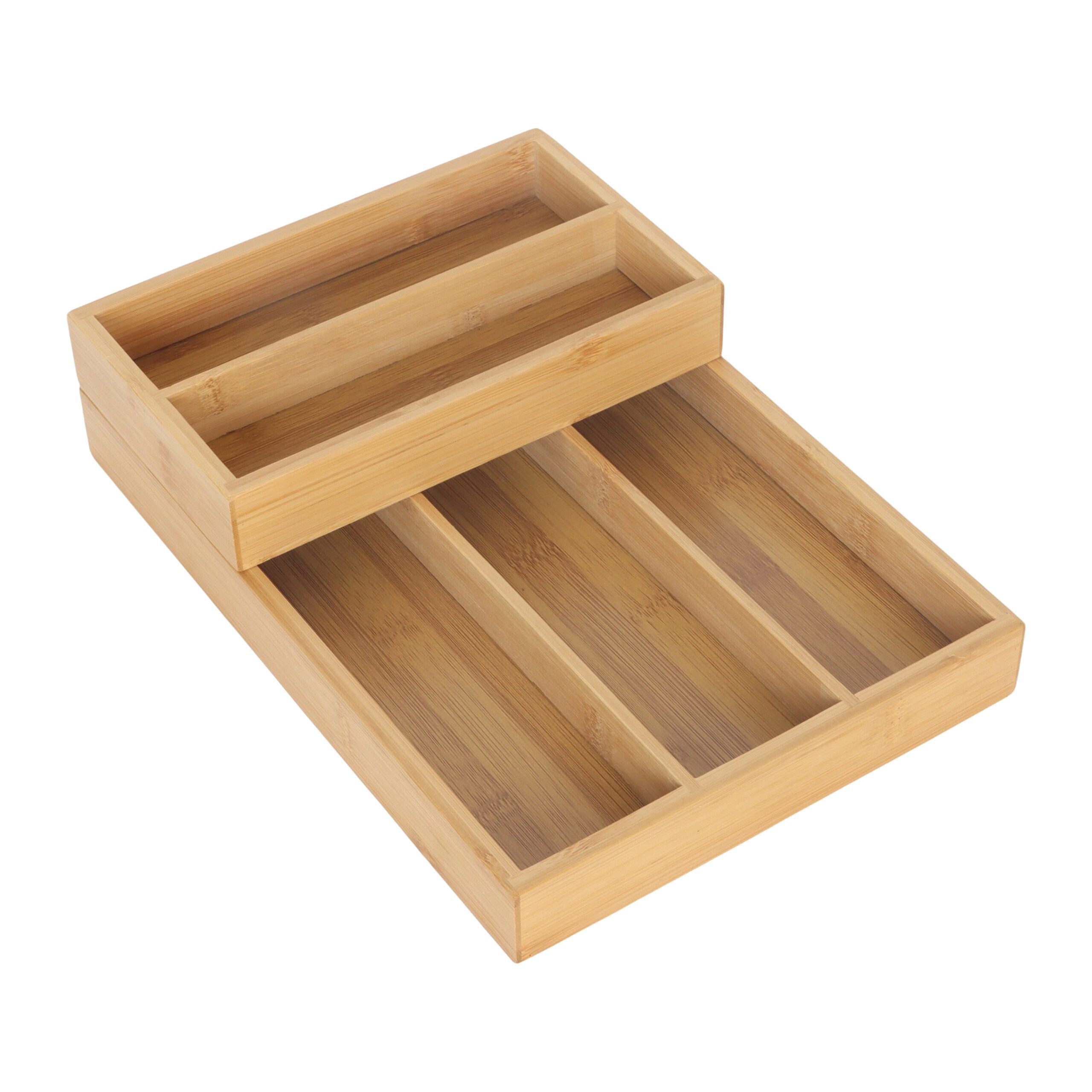 relaxdays Besteckkasten 2-teiliges Besteckeinsatz Set Bambus (2 St)