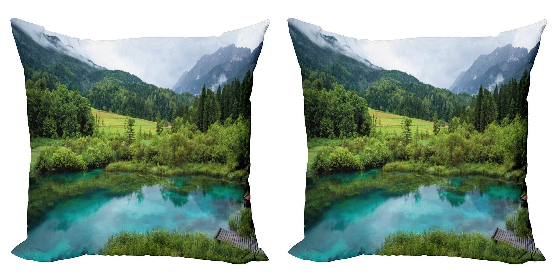 Kissenbezüge Modern Accent Doppelseitiger Digitaldruck, Abakuhaus (2 Stück), Landschaft Zelenci Pond Slowenien