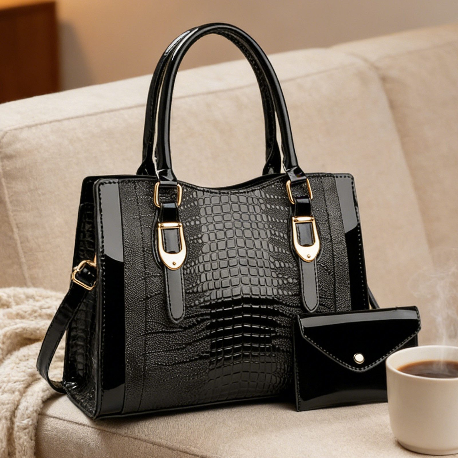 MODFU Henkeltasche Damen Handtasche Set Schultertasche Tragetasche Umhänget günstig online kaufen